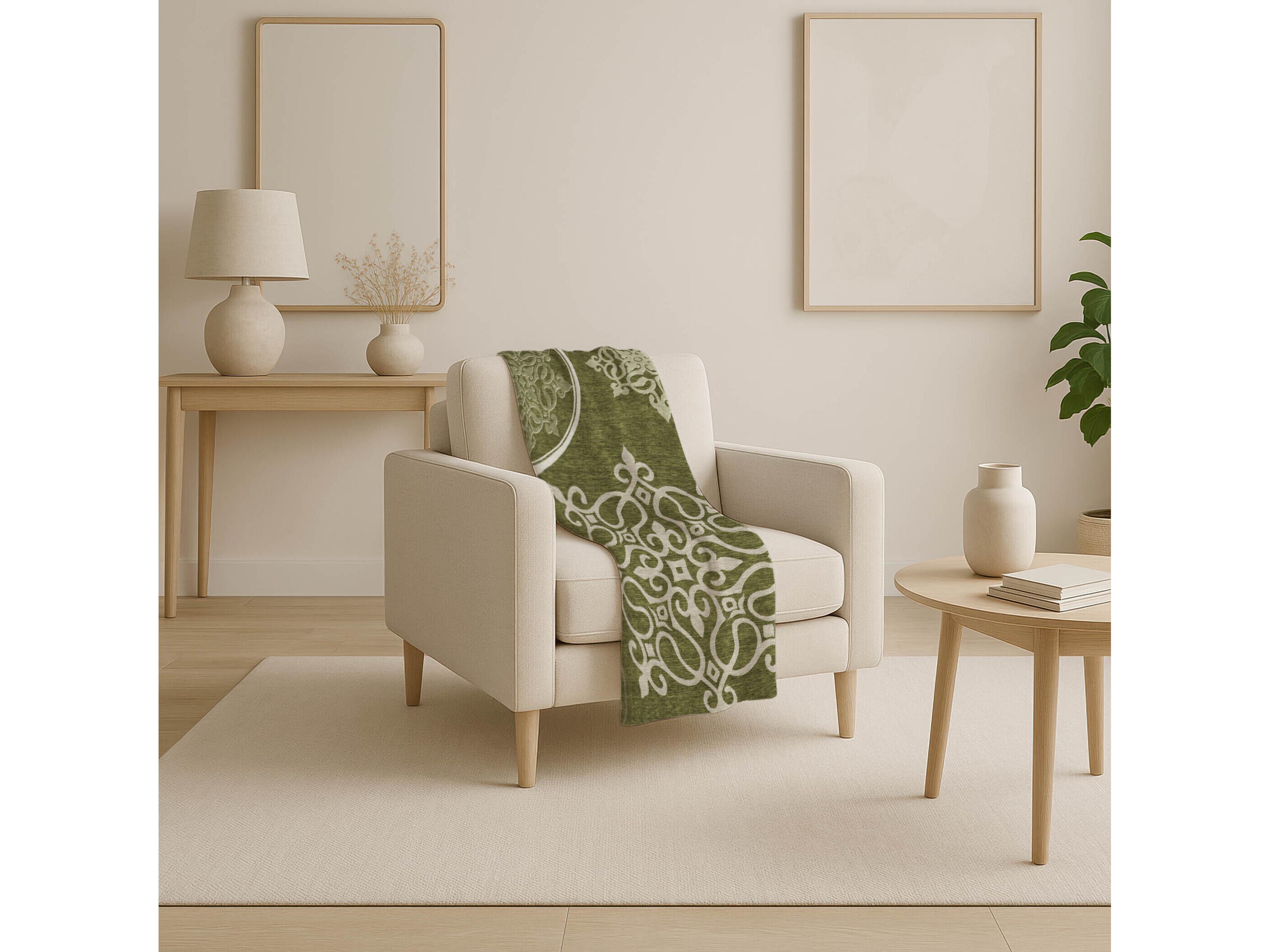 Dalyn Sherpa Green Polyester Throw