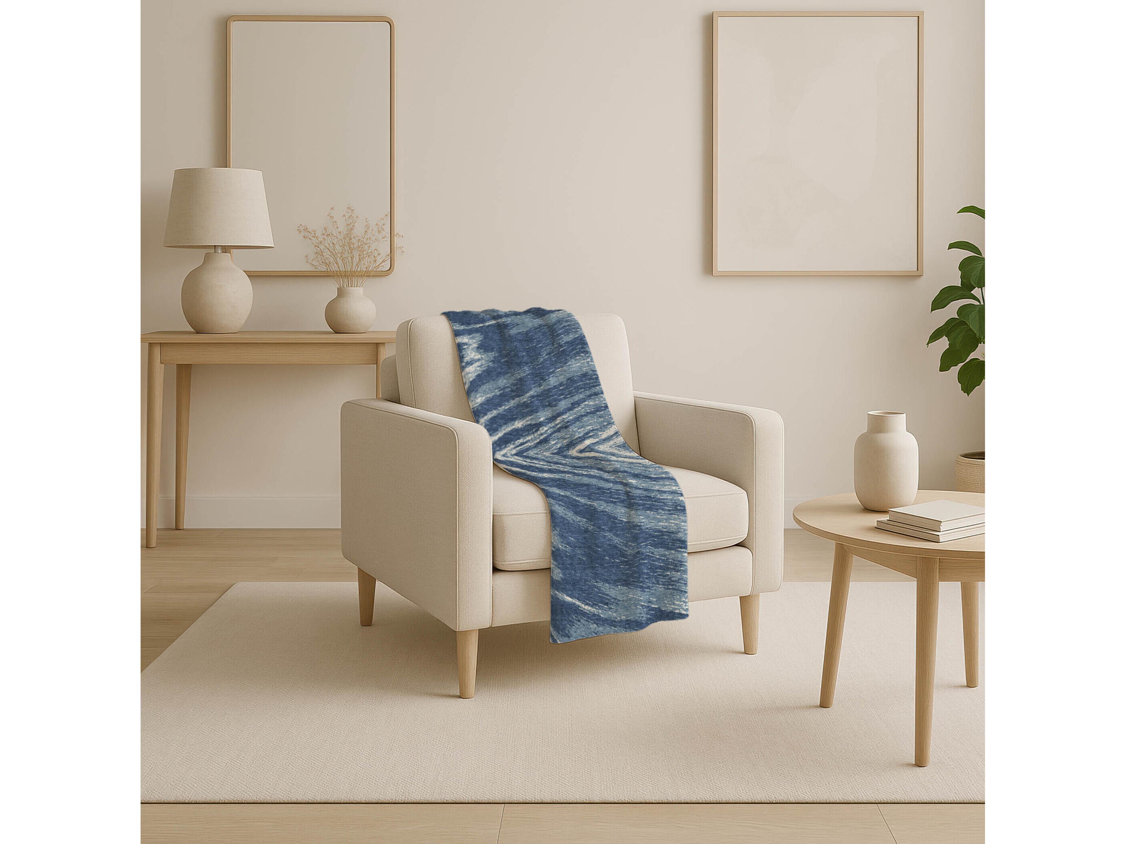 Dalyn Sherpa Blue Polyester Throw