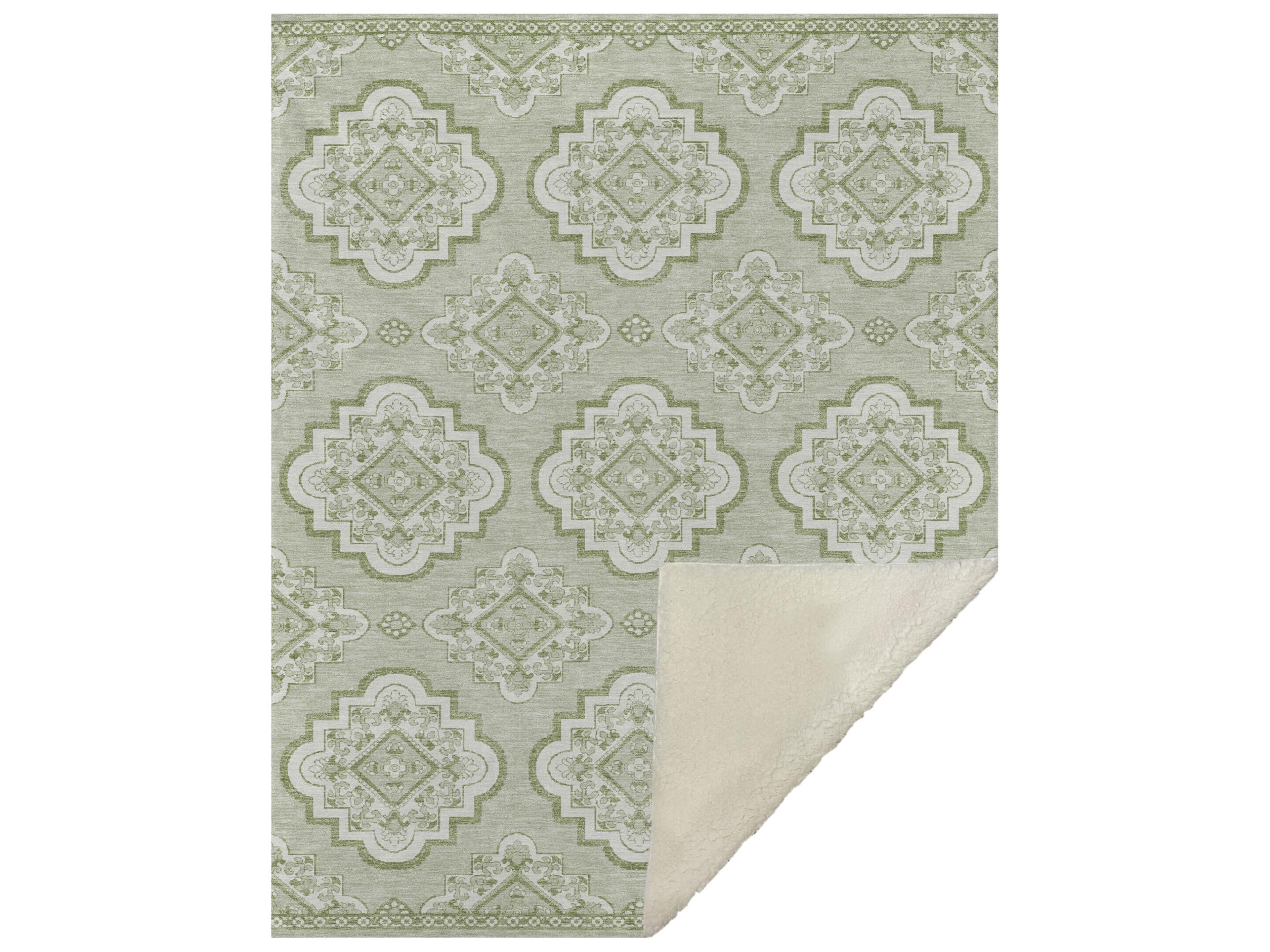 Sherpa Green Polyester Throw