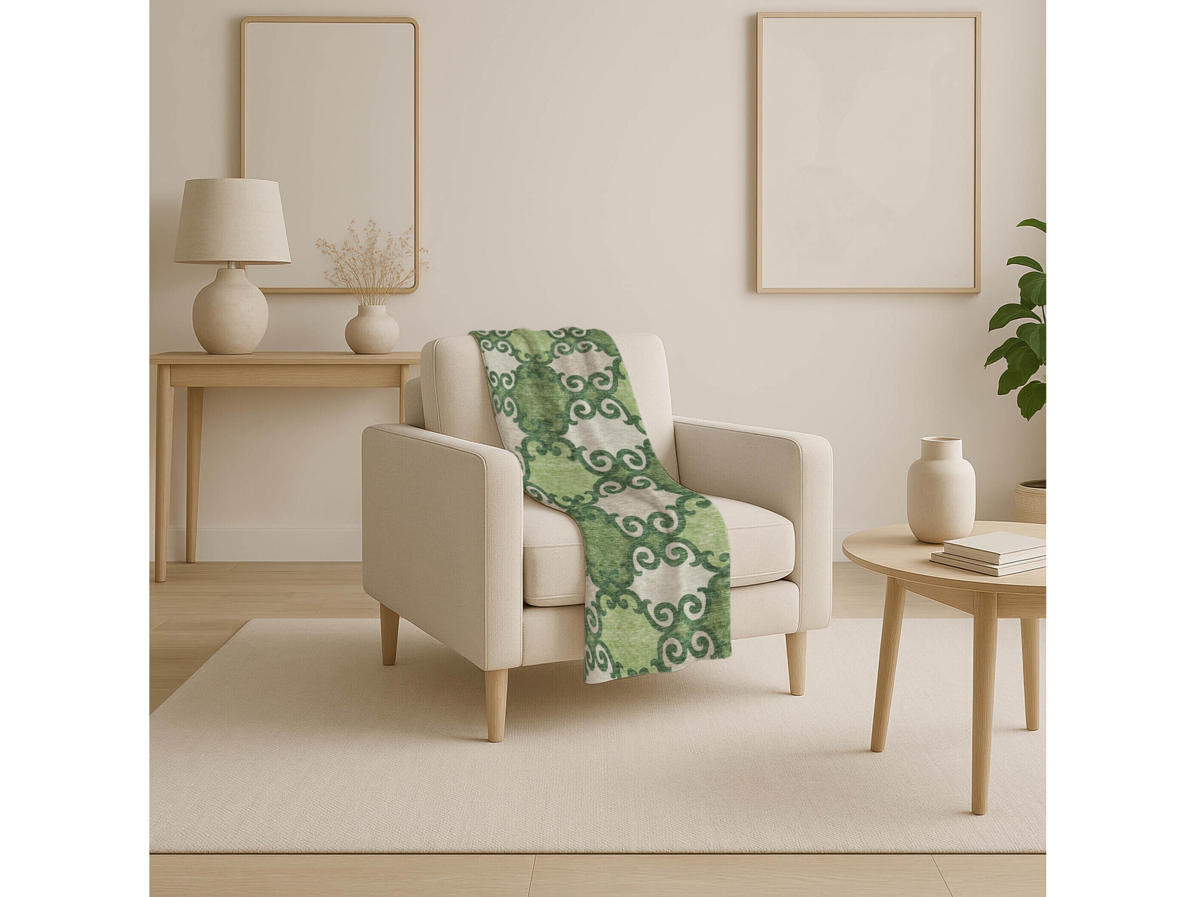 Dalyn Sherpa Green Polyester Throw