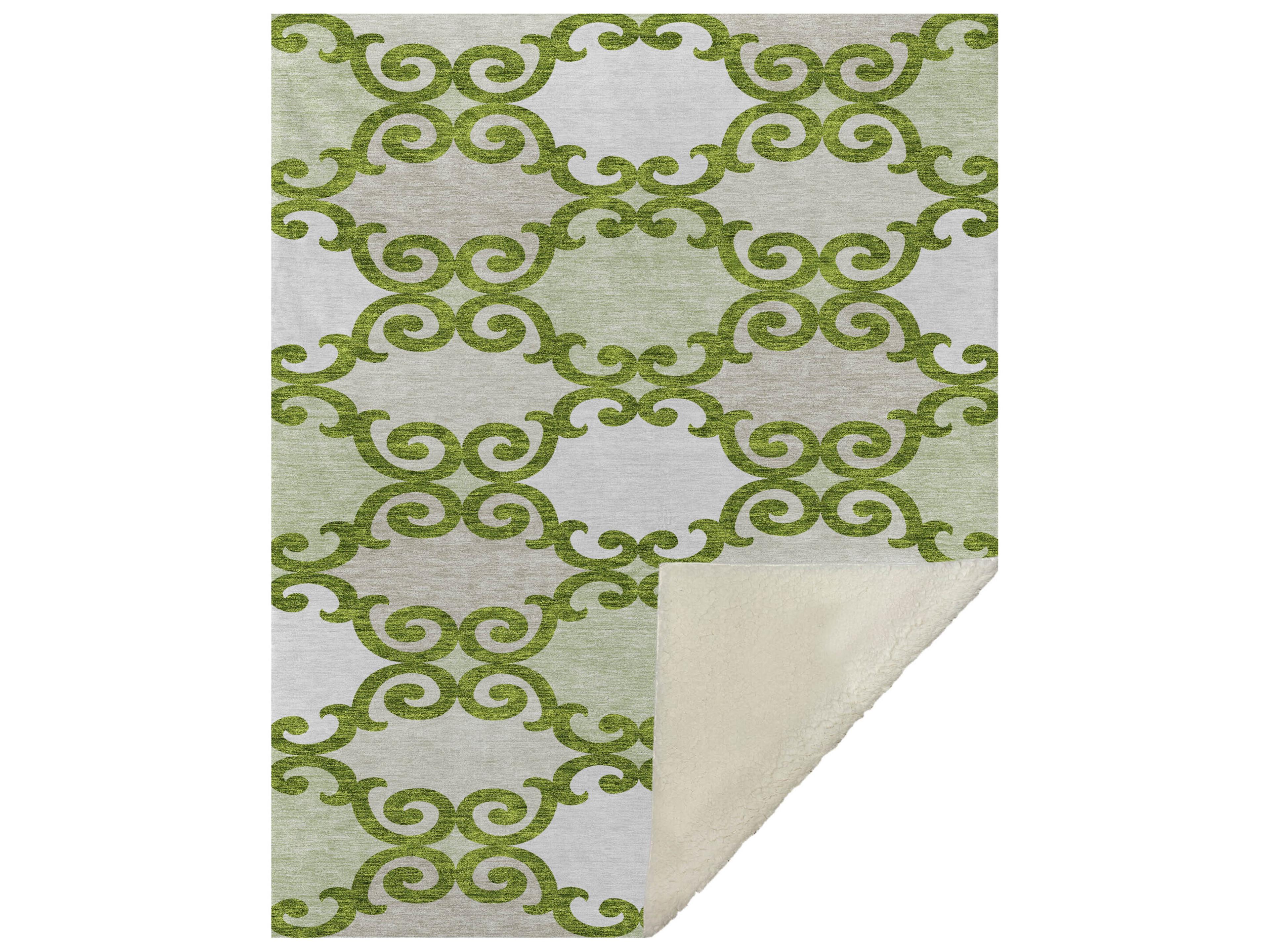 Dalyn Sherpa Green Polyester Throw