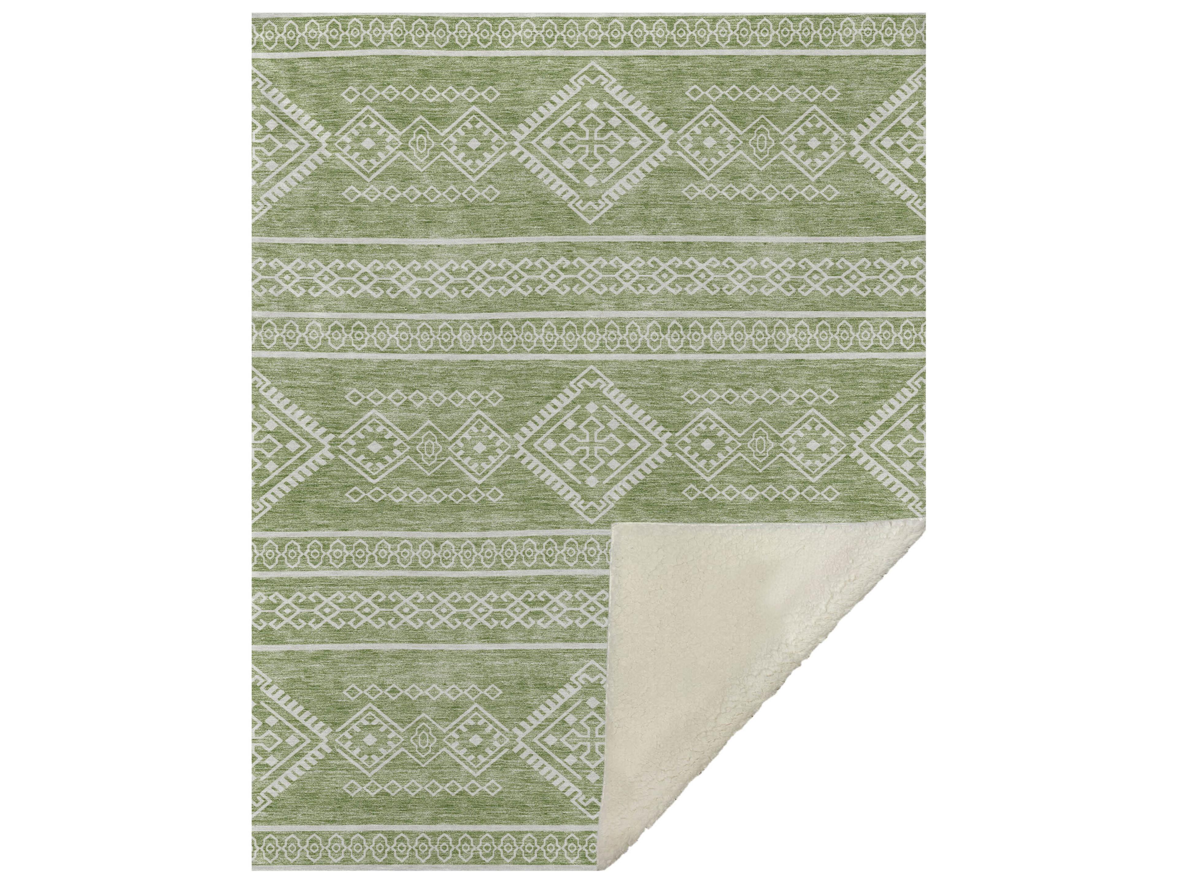 Dalyn Sherpa Green Polyester Throw