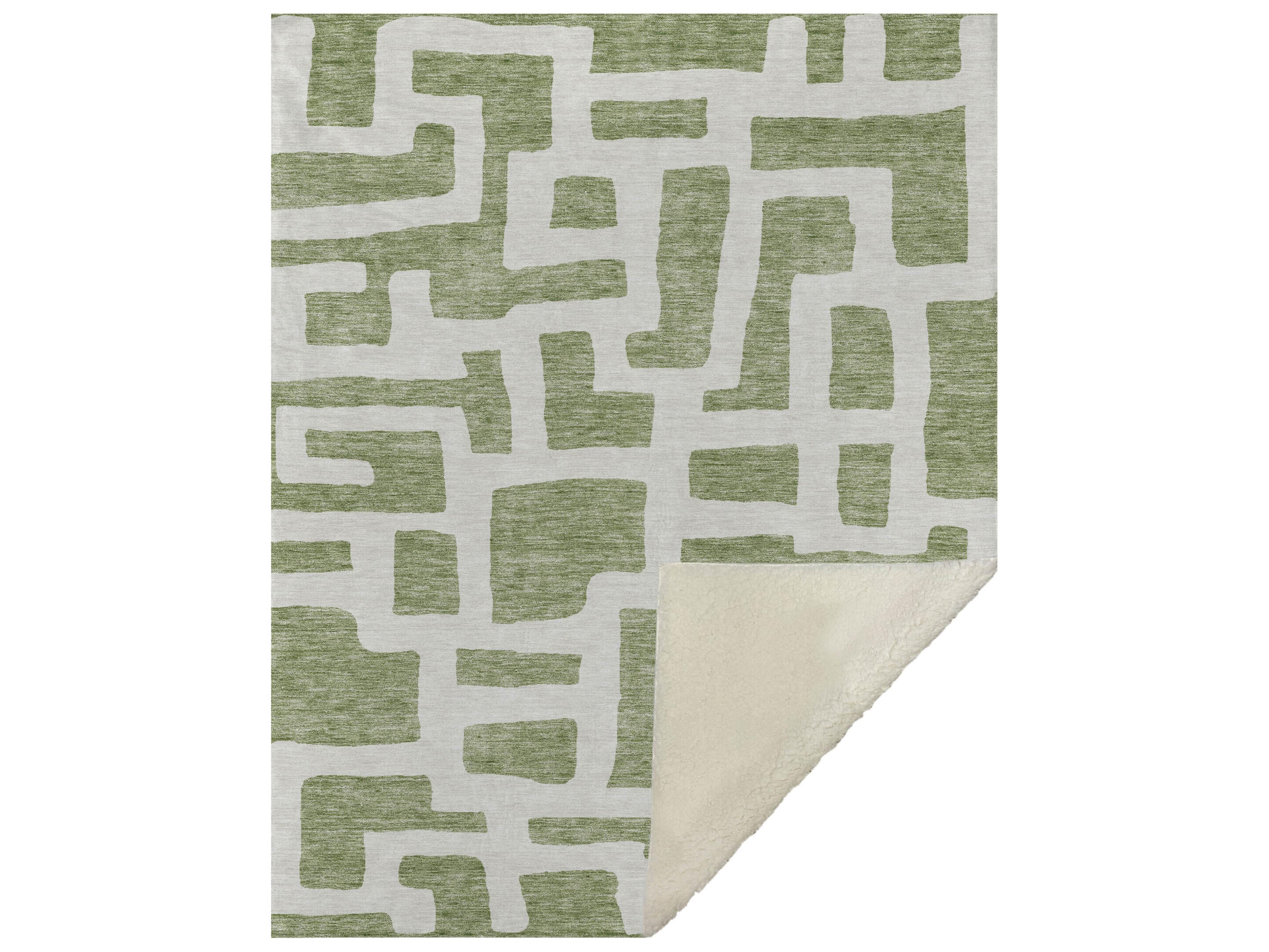 Dalyn Sherpa Green Polyester Throw