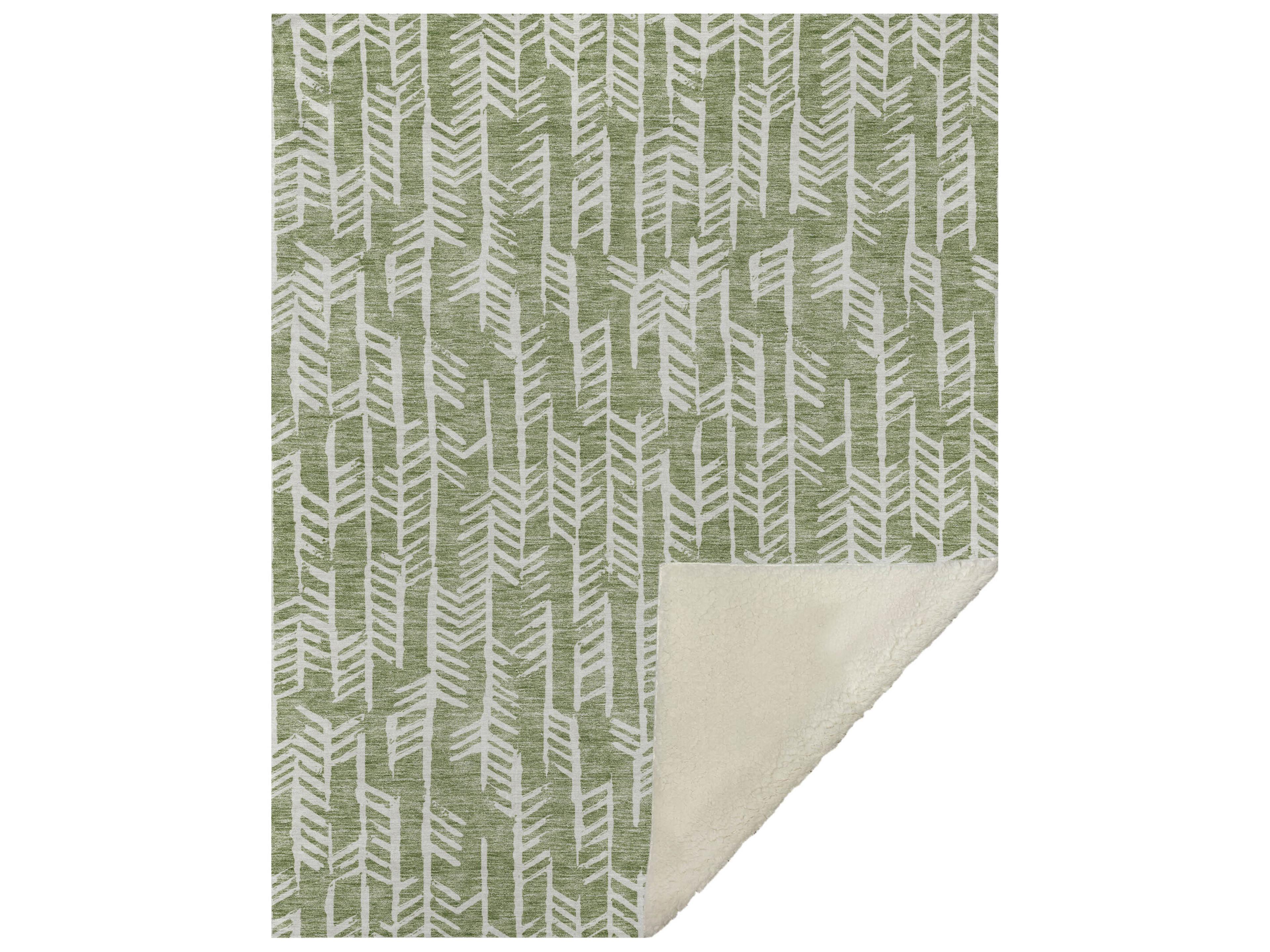 Dalyn Sherpa Green Polyester Throw