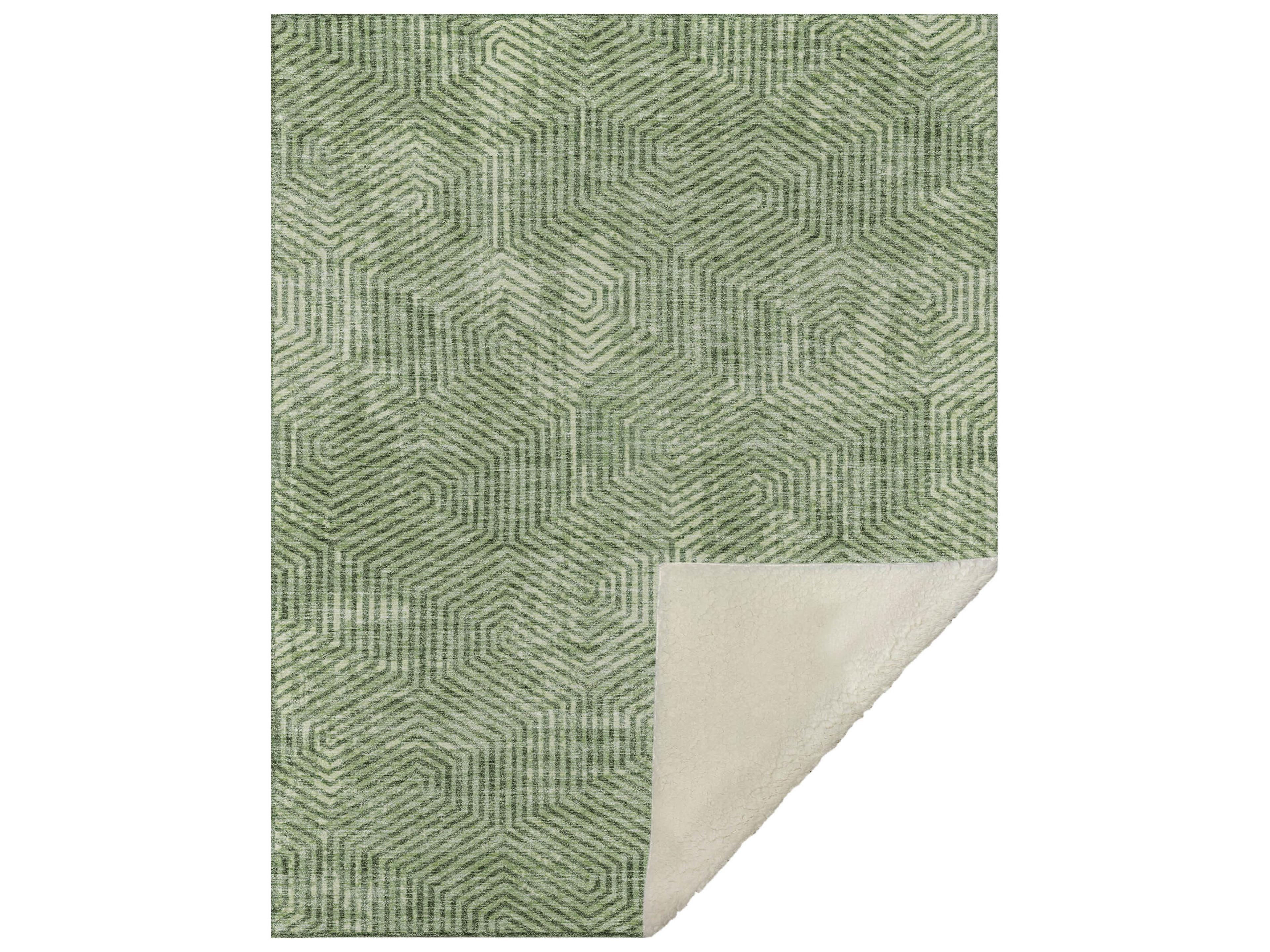 Sherpa Green Polyester Throw