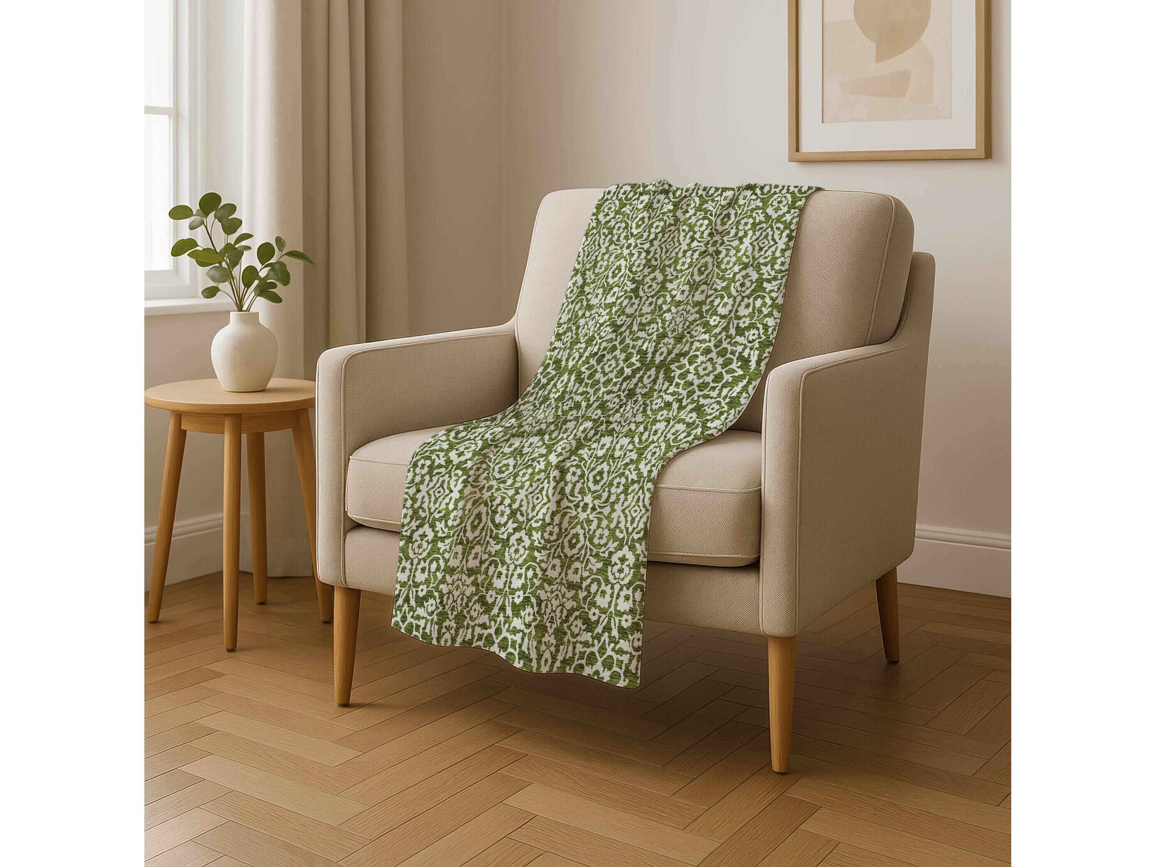 Dalyn Sherpa Green Polyester Throw