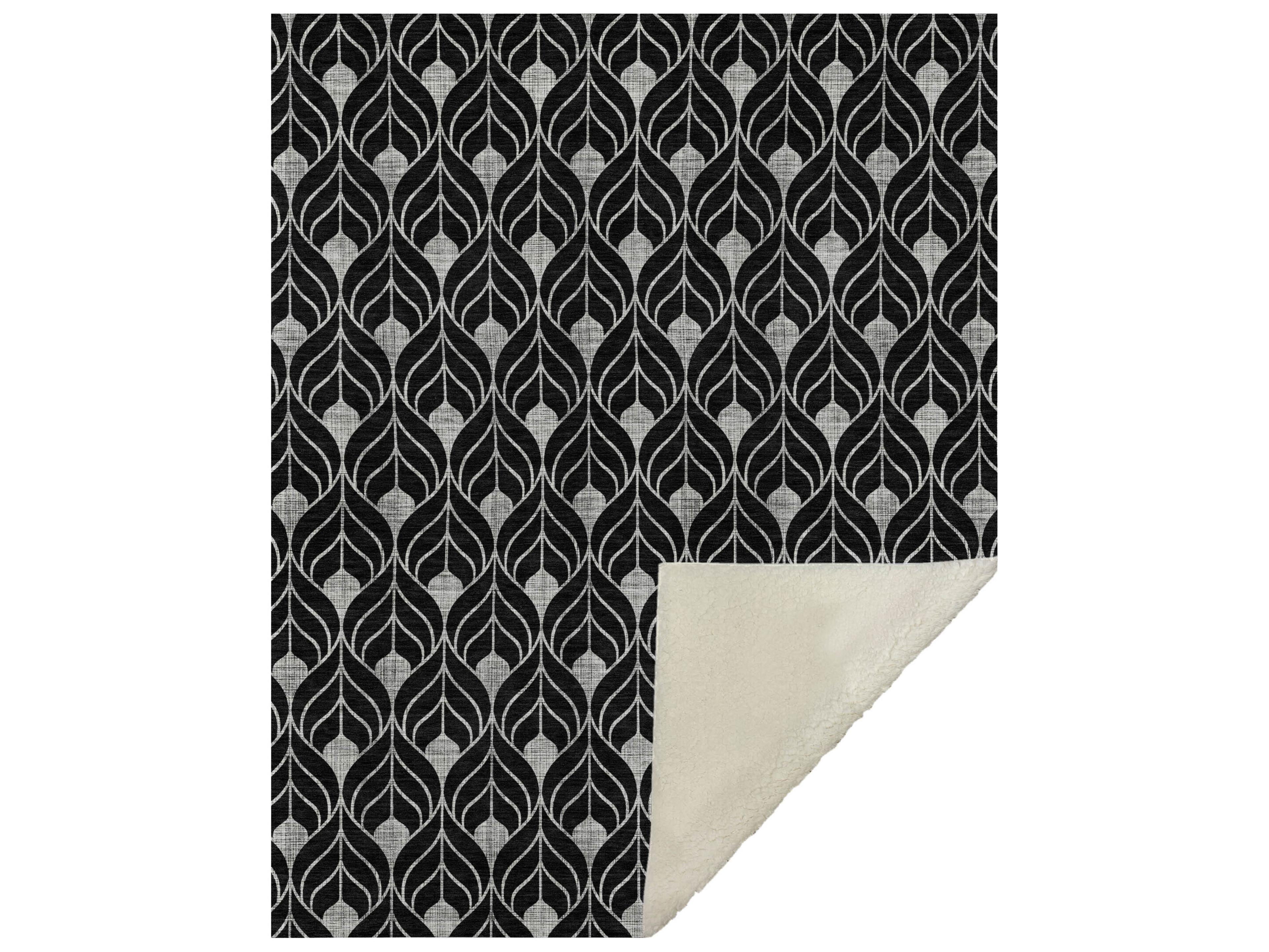 Sherpa Black Polyester Throw