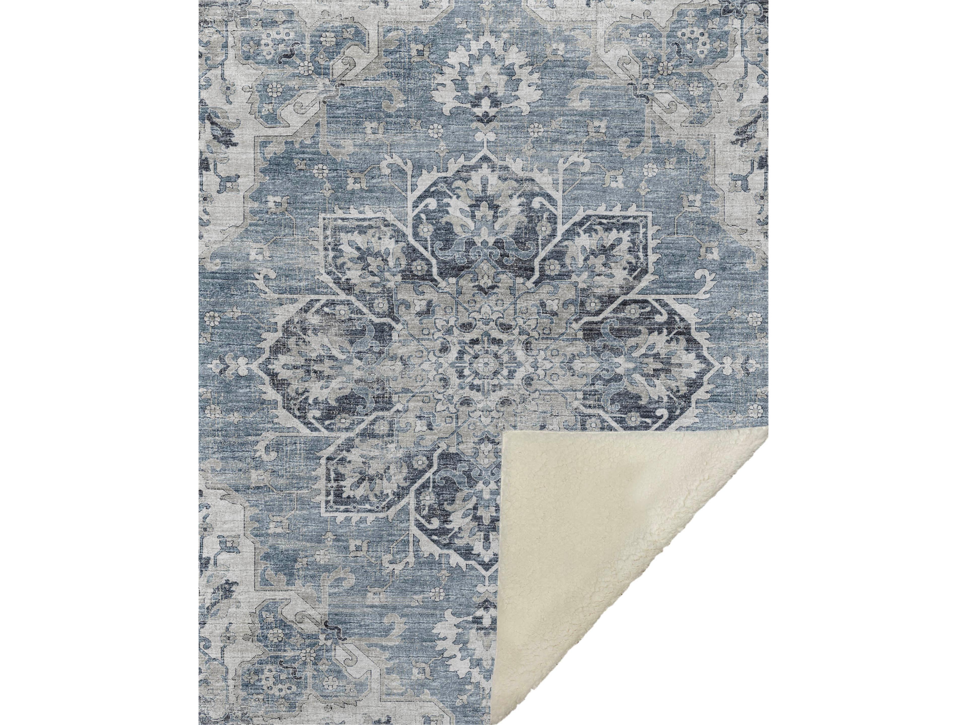 Sherpa Blue Polyester Throw