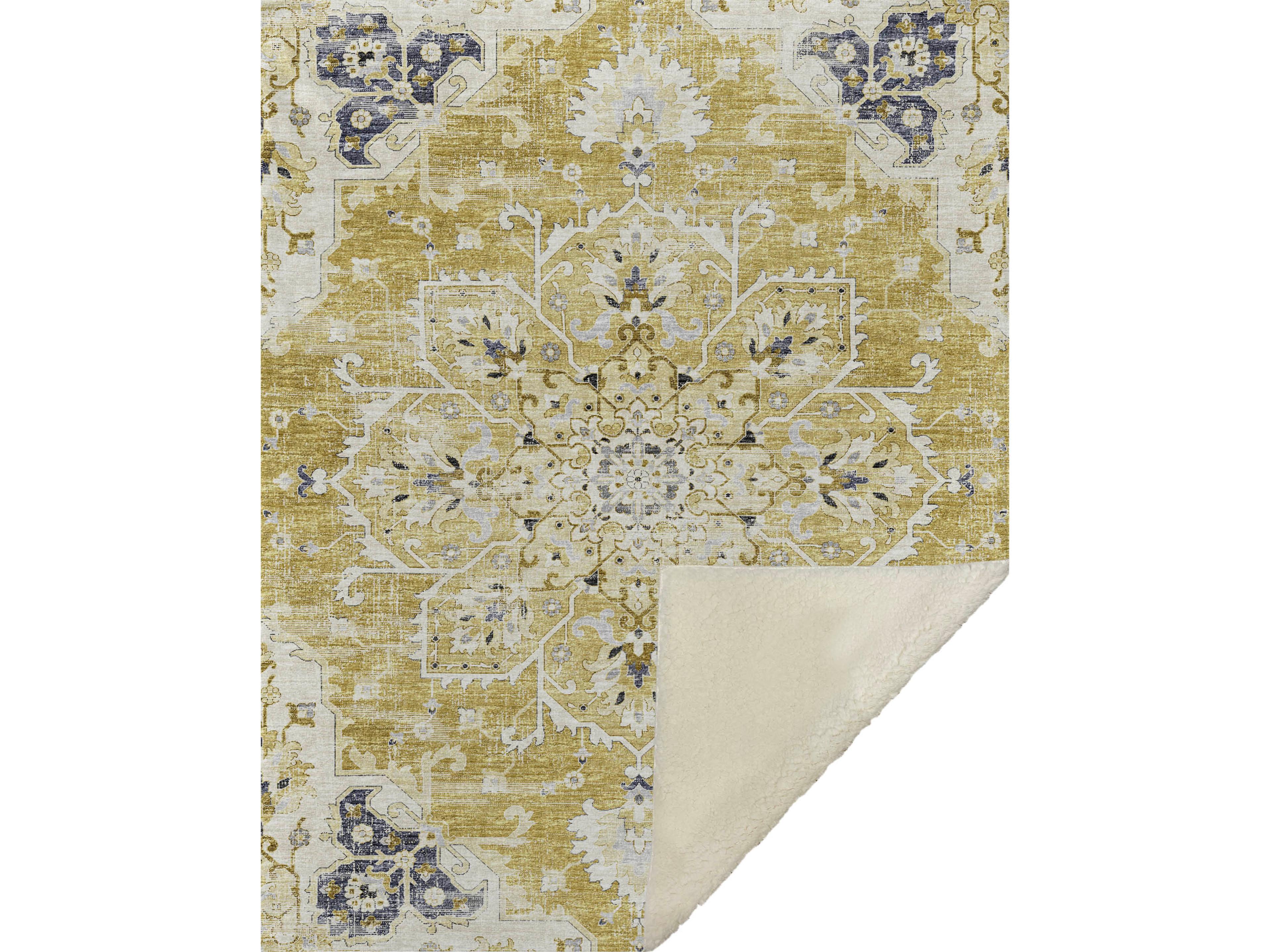 Sherpa Yellow Polyester Throw