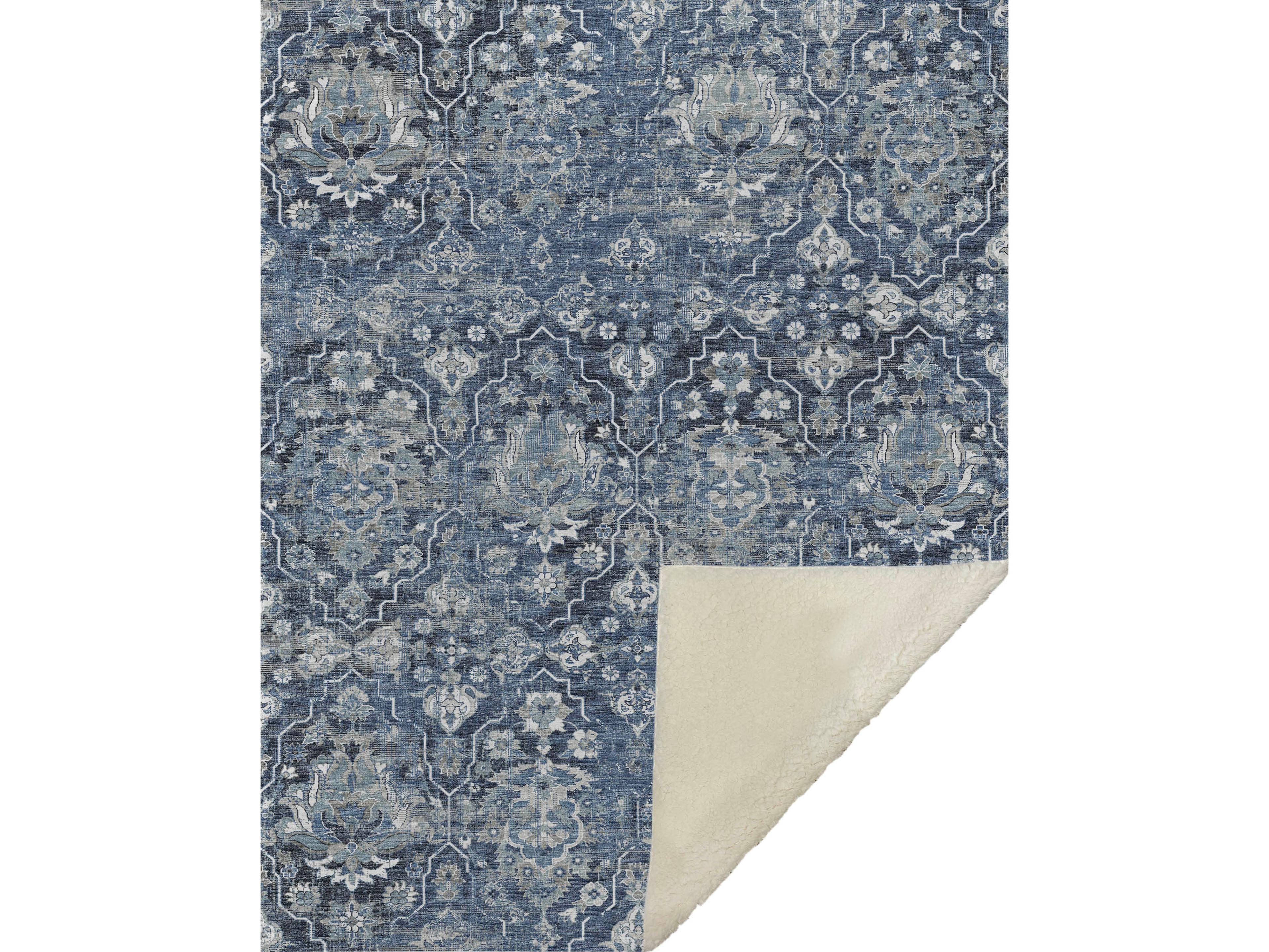 Sherpa Blue Polyester Throw