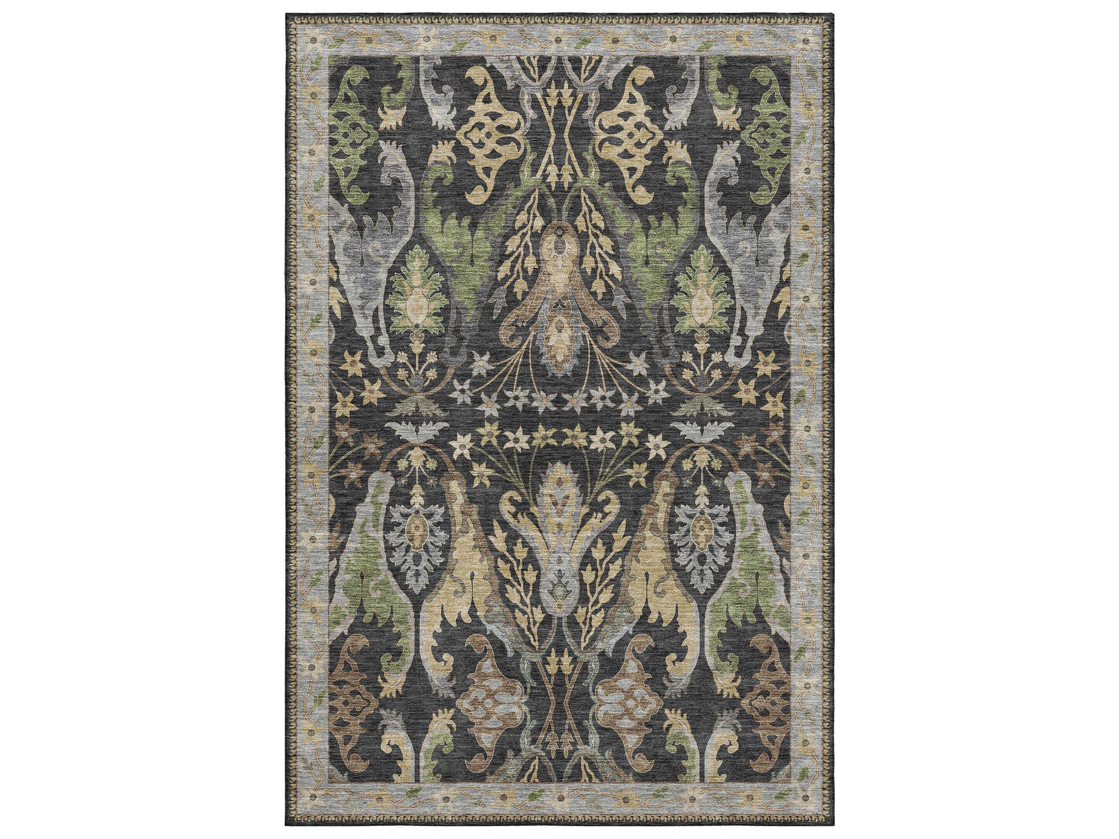 Hatay Black Area Rug Machine Washable