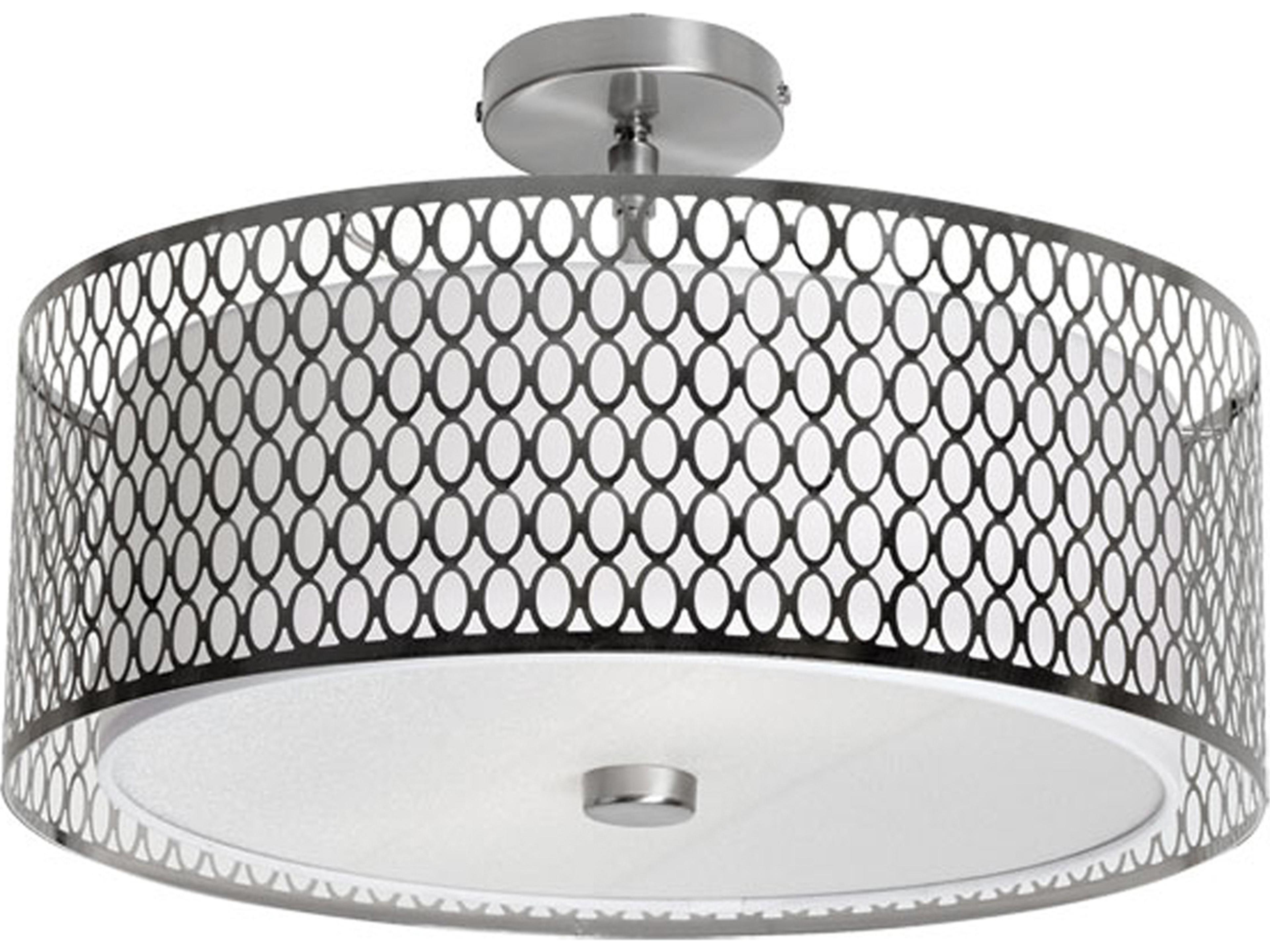 Kordan 3-Light Satin Chrome Drum Semi Flush Mount