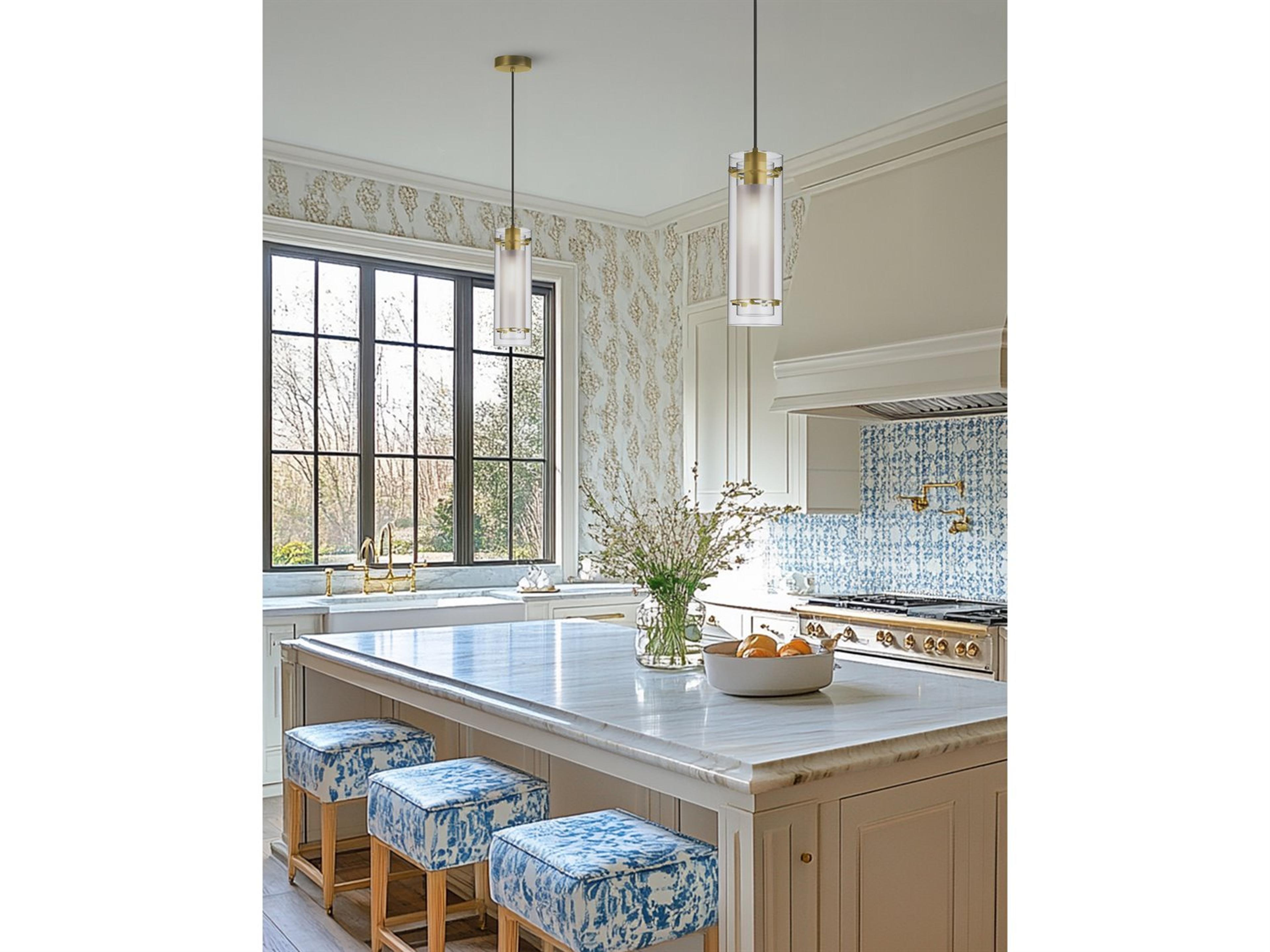 Dainolite Pasha 1-Light Aged Brass Cylinder Mini Pendant