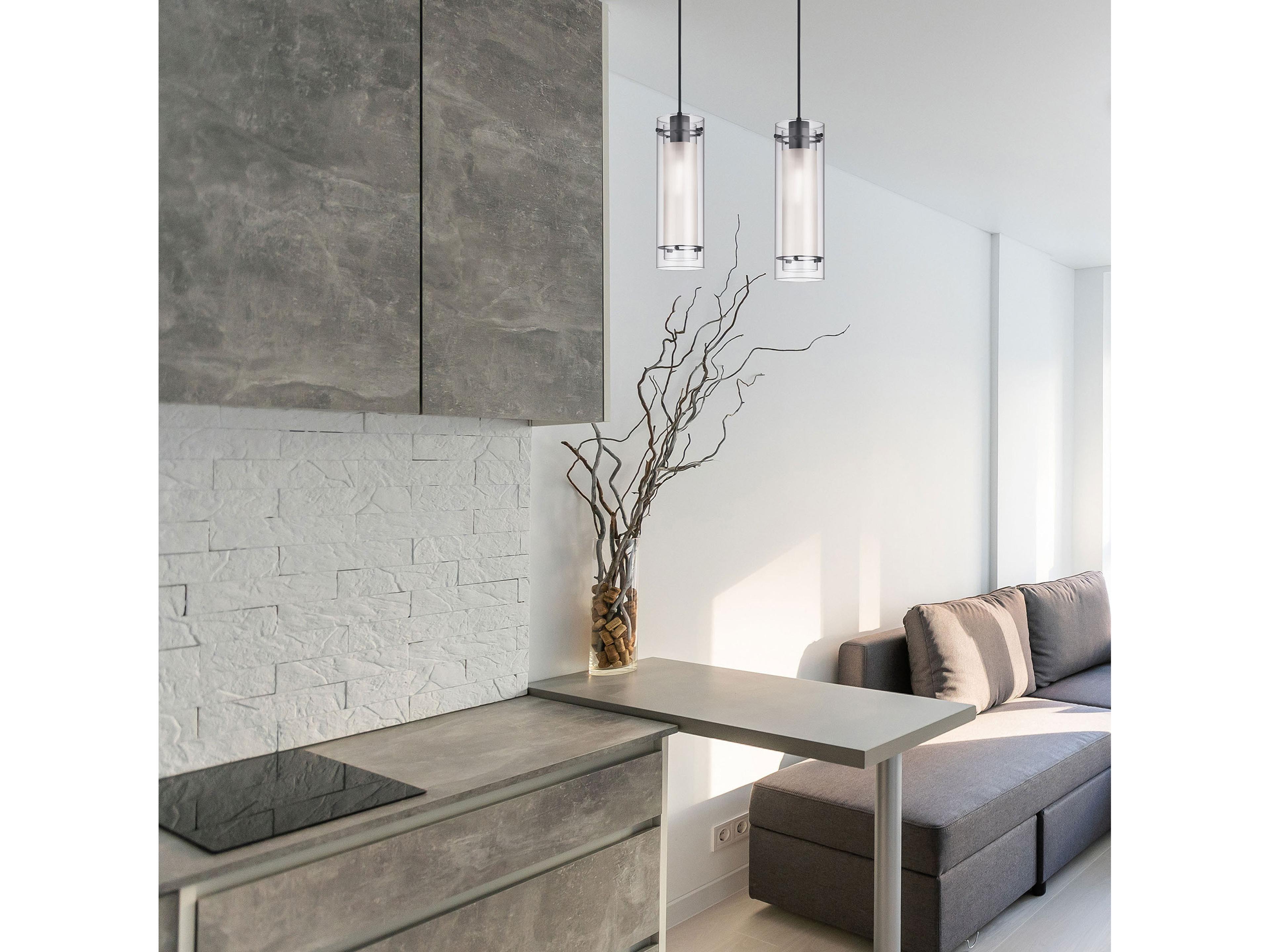 Dainolite Pasha 1-Light Matte Black Cylinder Mini Pendant