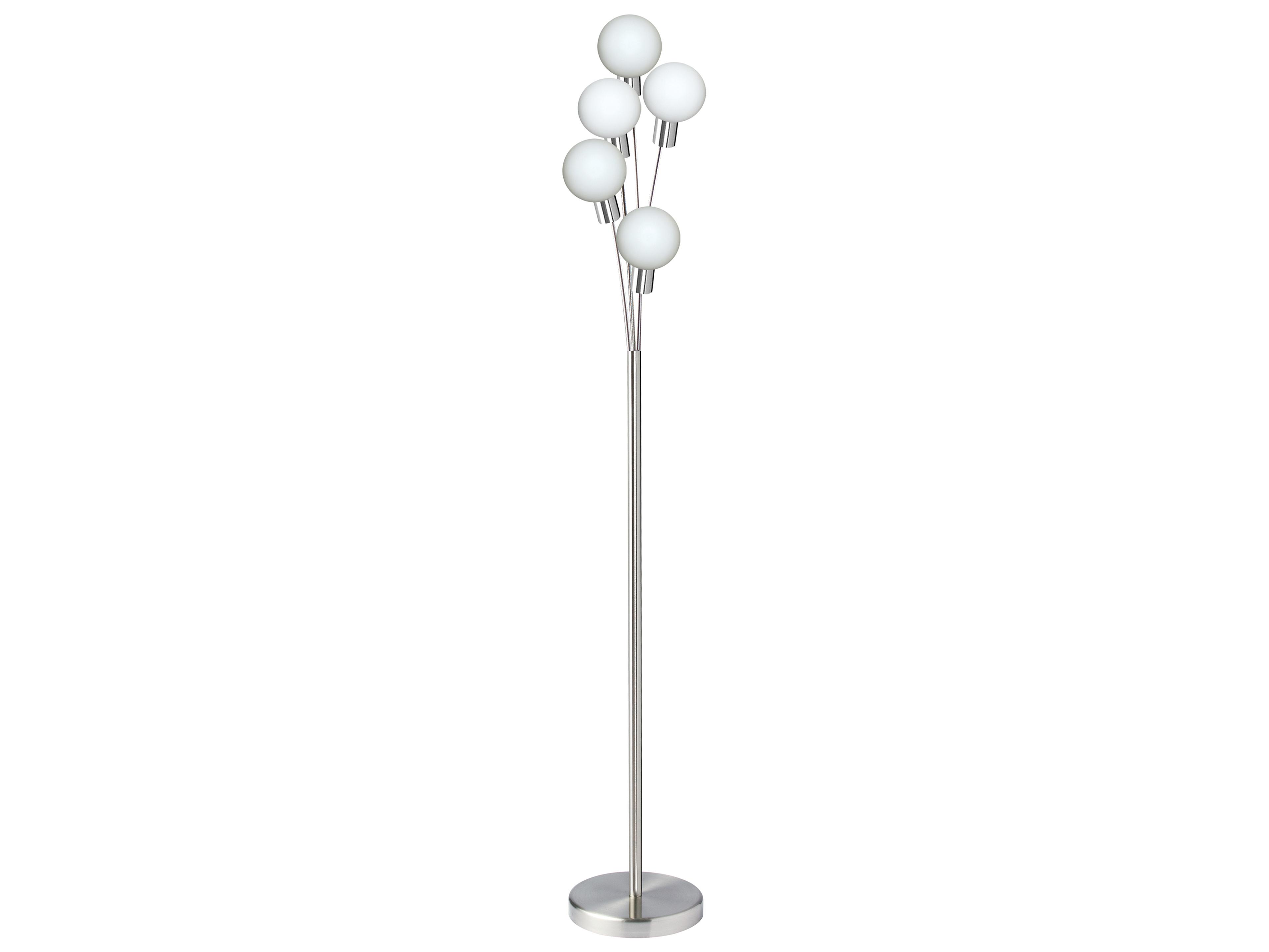 Budding Branch Satin Chrome White Glass Silver Floor Lamp
