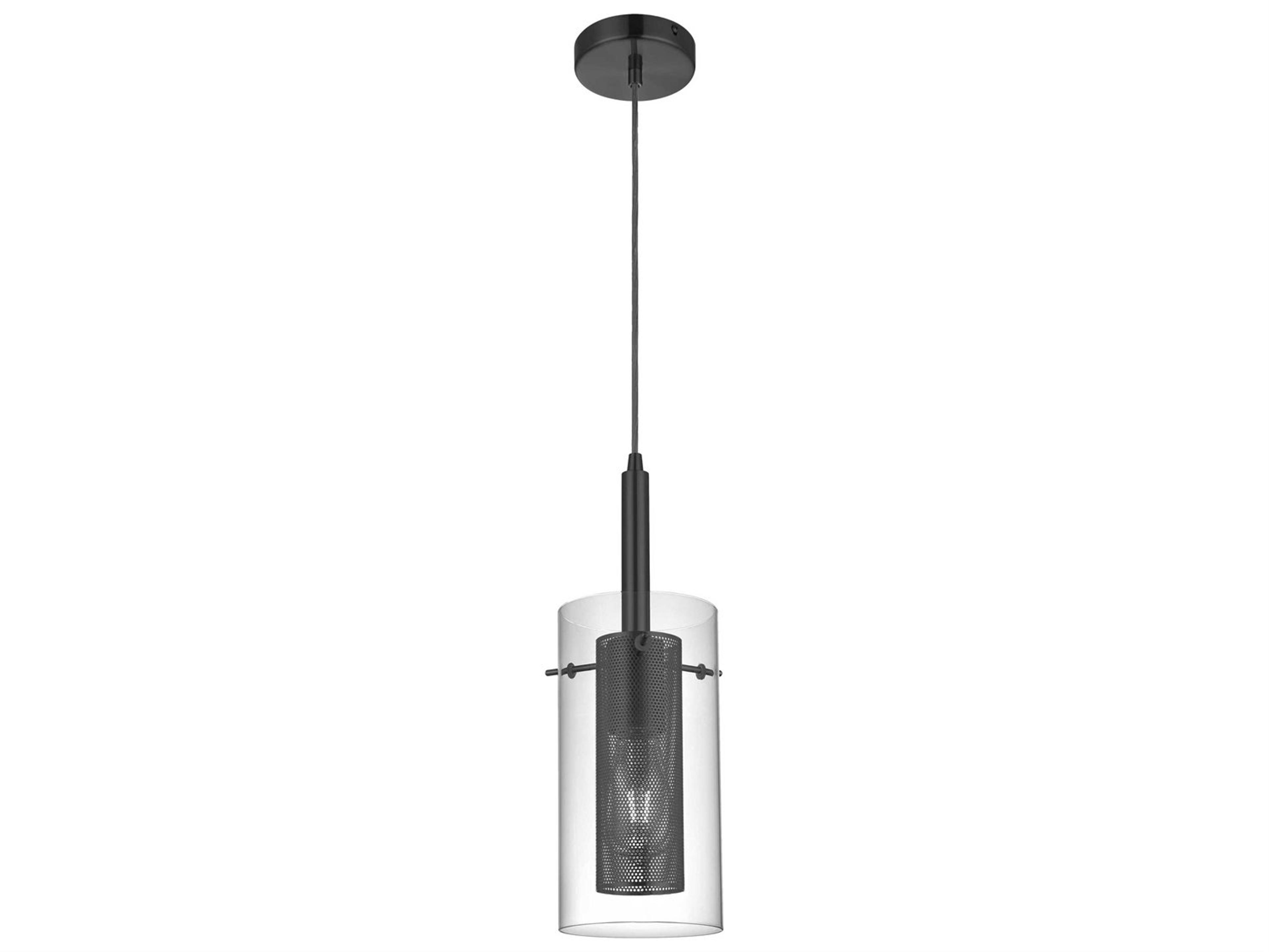 Dainolite Percy 1-Light Matte Black Cylinder Mini Pendant