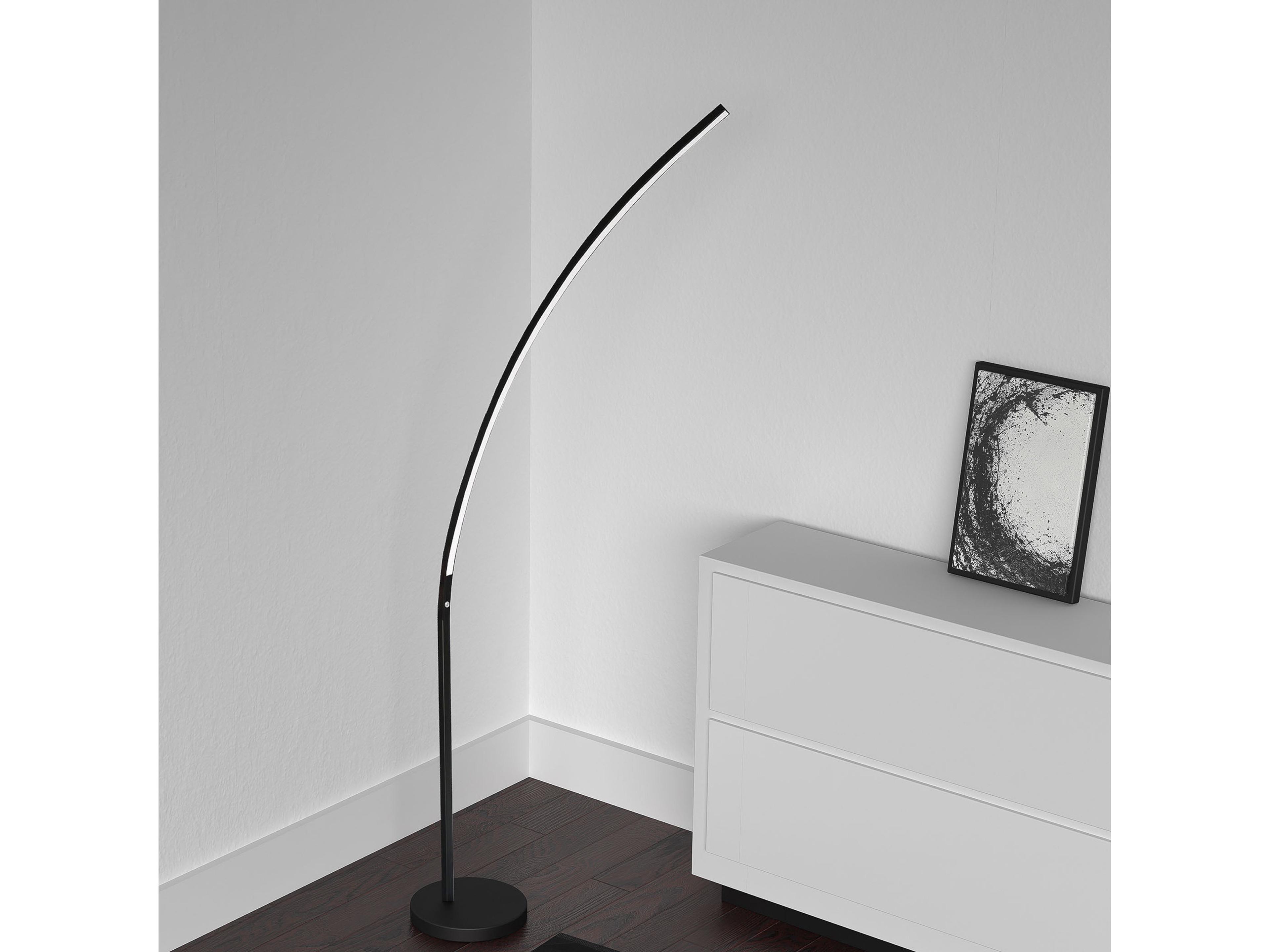 Dainolite Gentle Bend Matte Black Floor Lamp