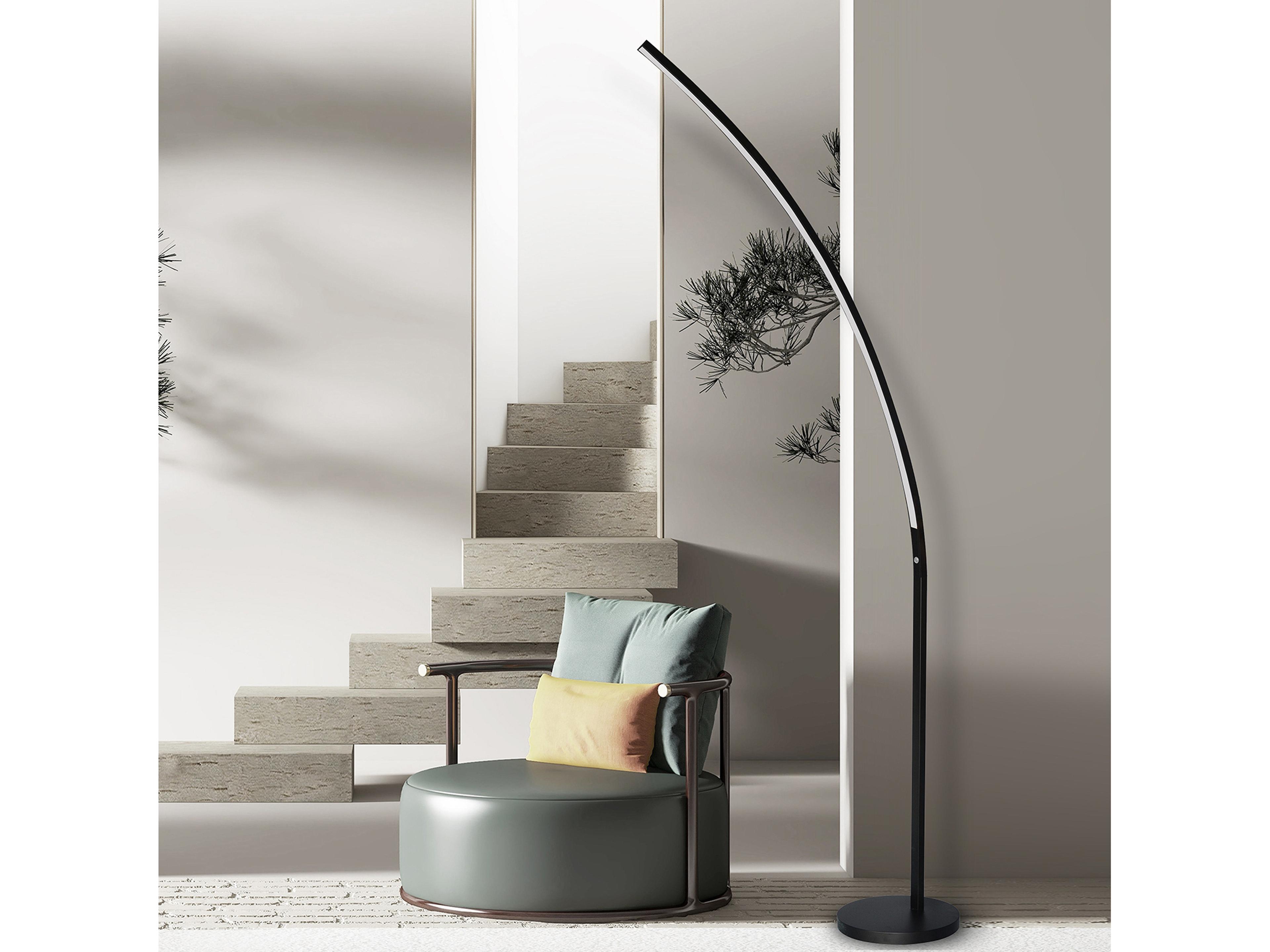 Dainolite Gentle Bend Matte Black Floor Lamp