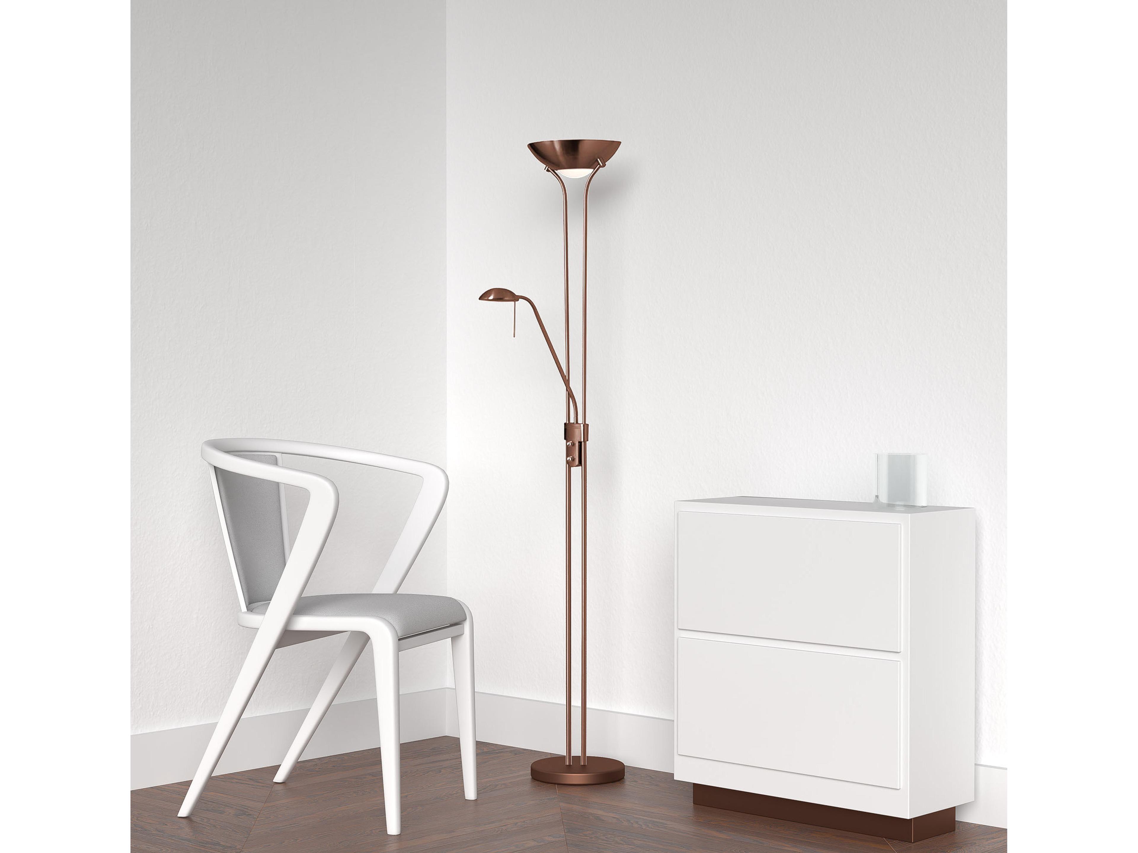 Dainolite Mother And Son Oil Brushed Bronze White Glass Floor Lamp