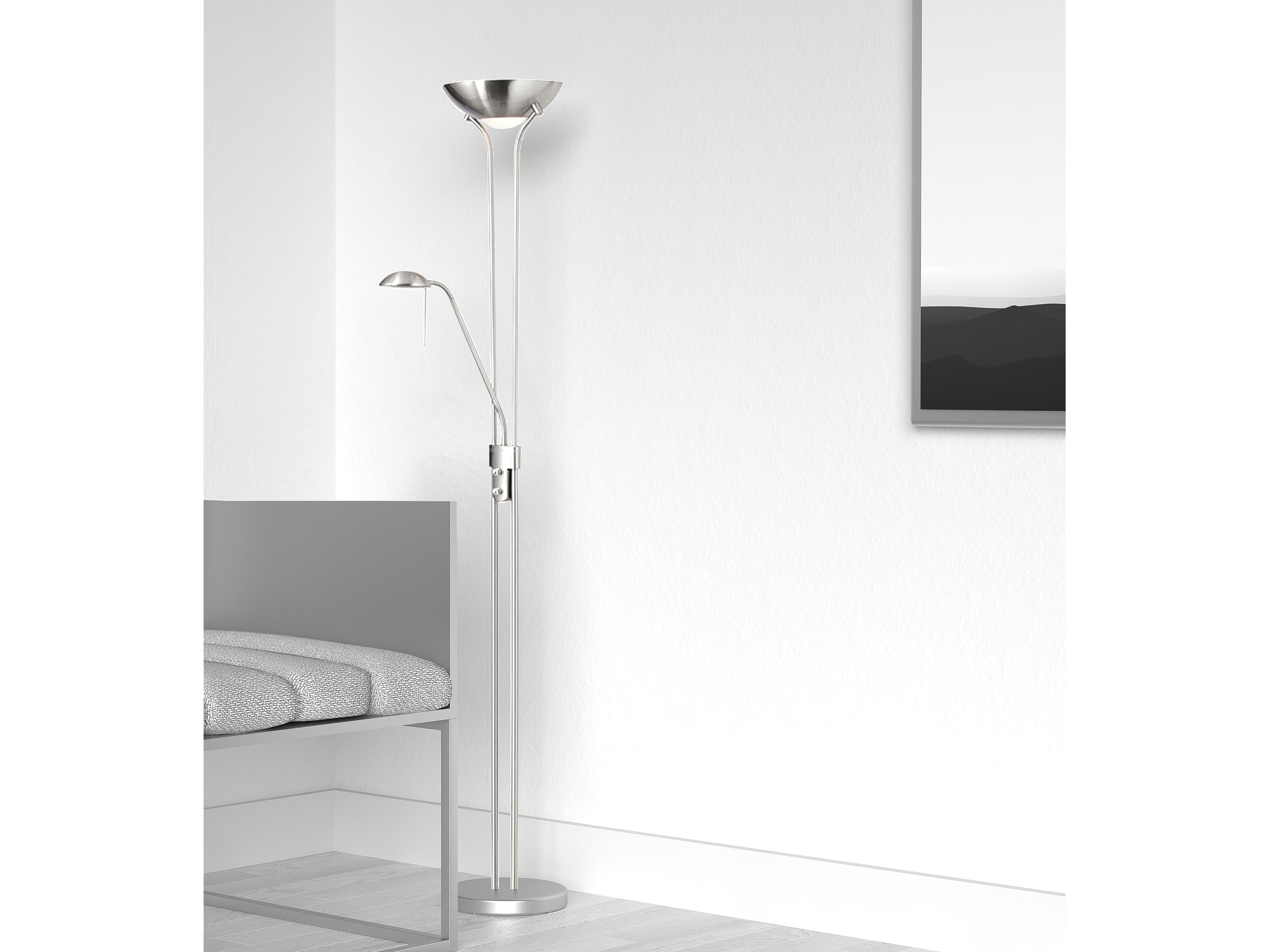 Dainolite Mother And Son Satin Chrome White Glass Floor Lamp