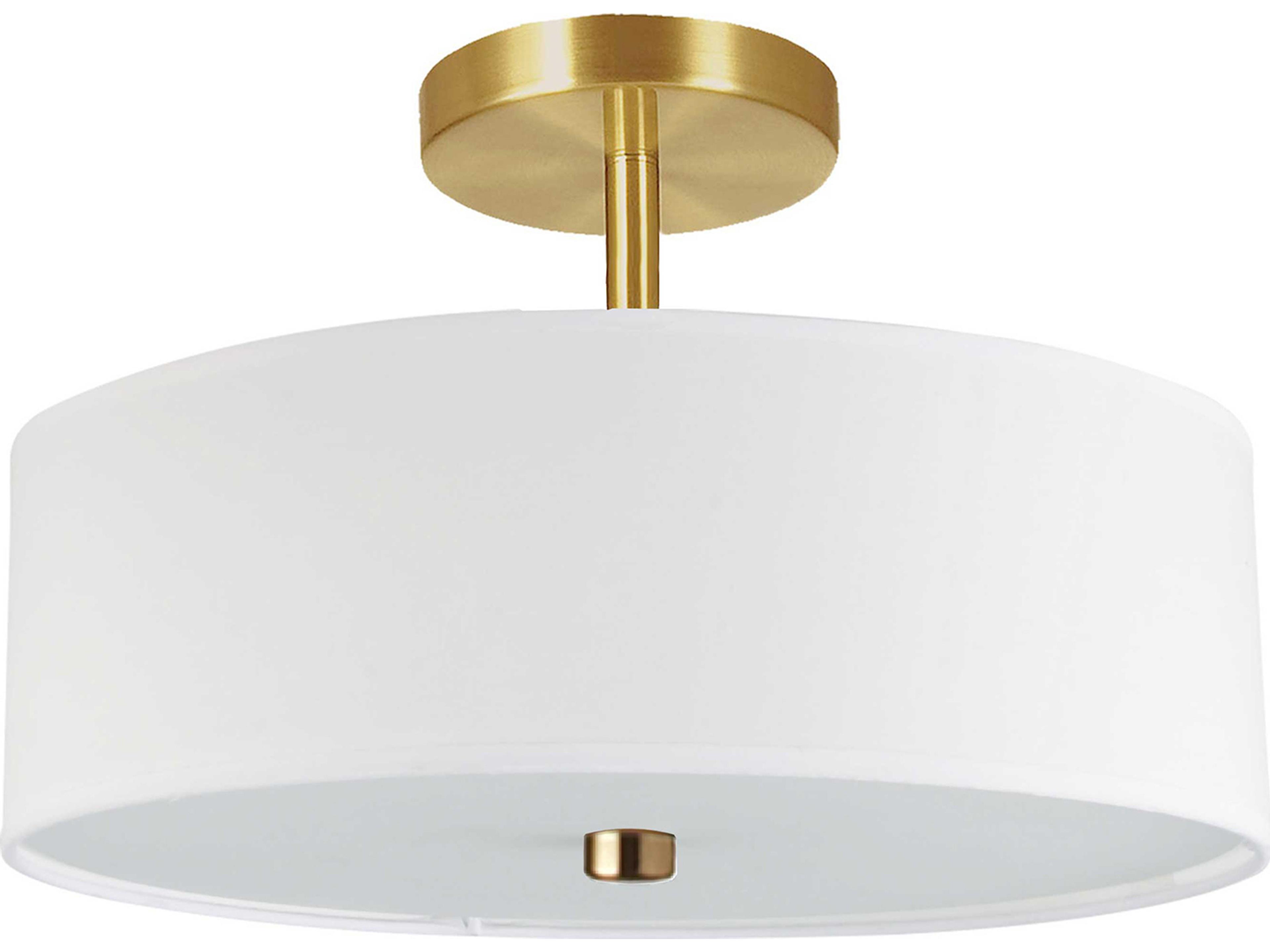 Everly 3-Light Semi-Flush Mount in Aged Brass and White