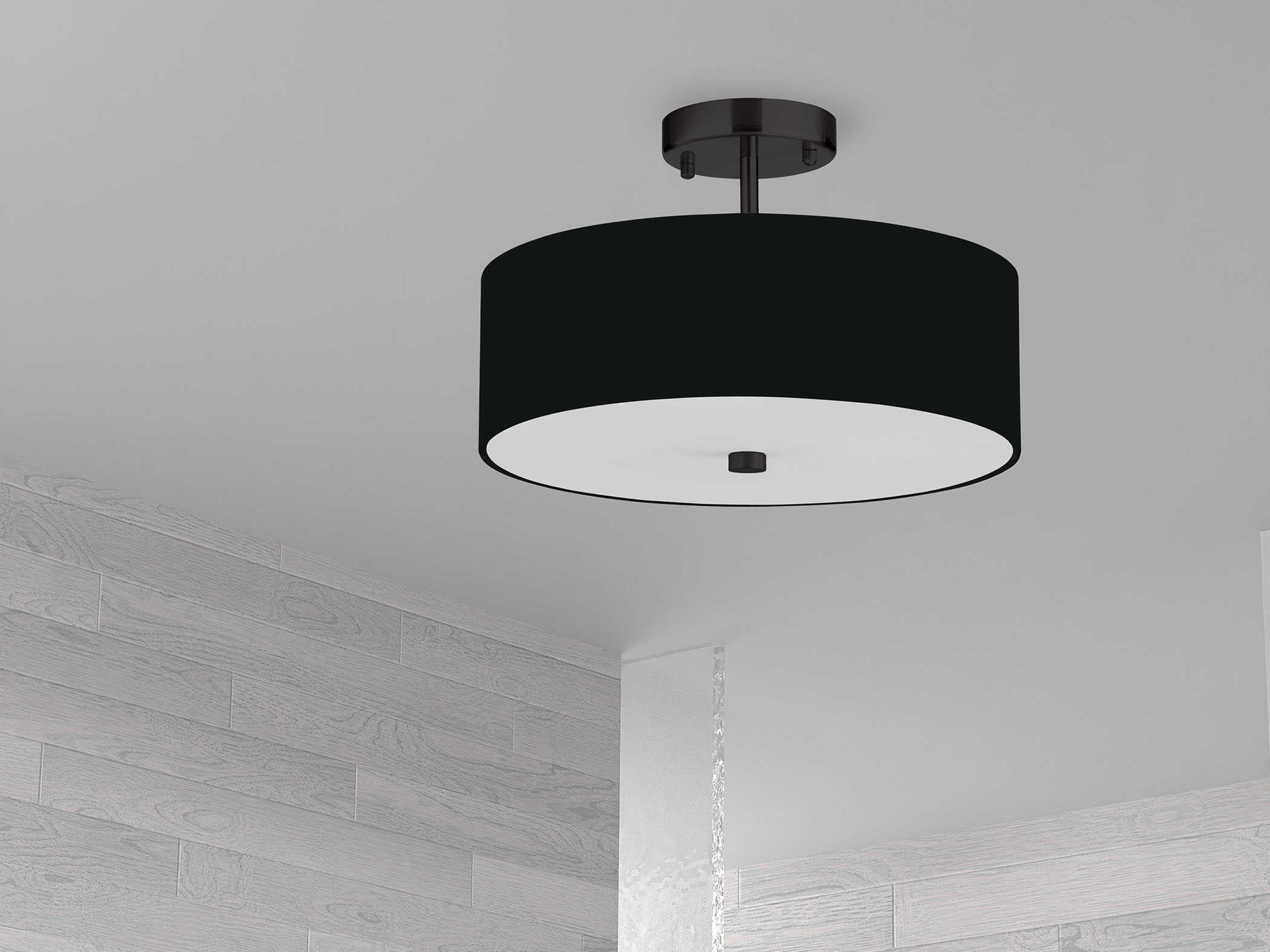 Dainolite Everly 3-Light Matte Black Drum Semi Flush Mount
