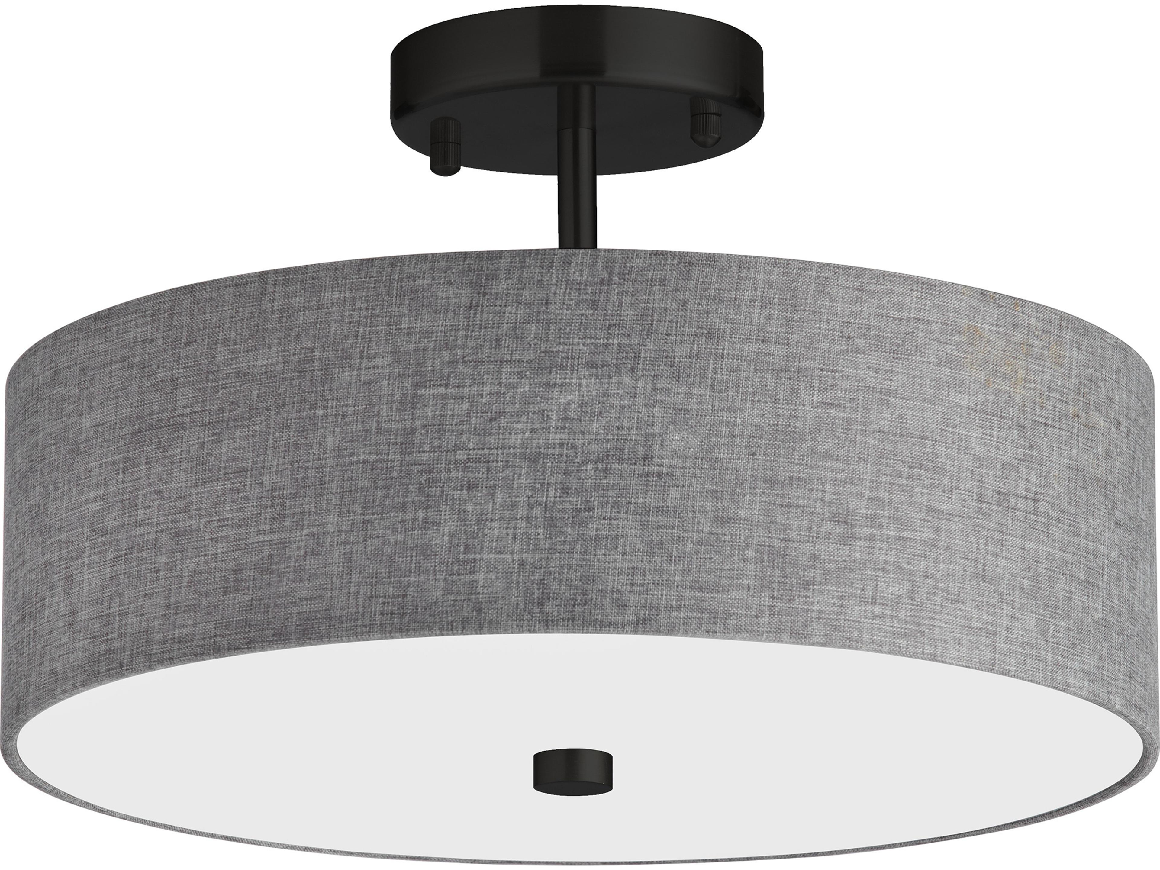 Everly 3-Light Grey Matte Black Drum Semi Flush Mount