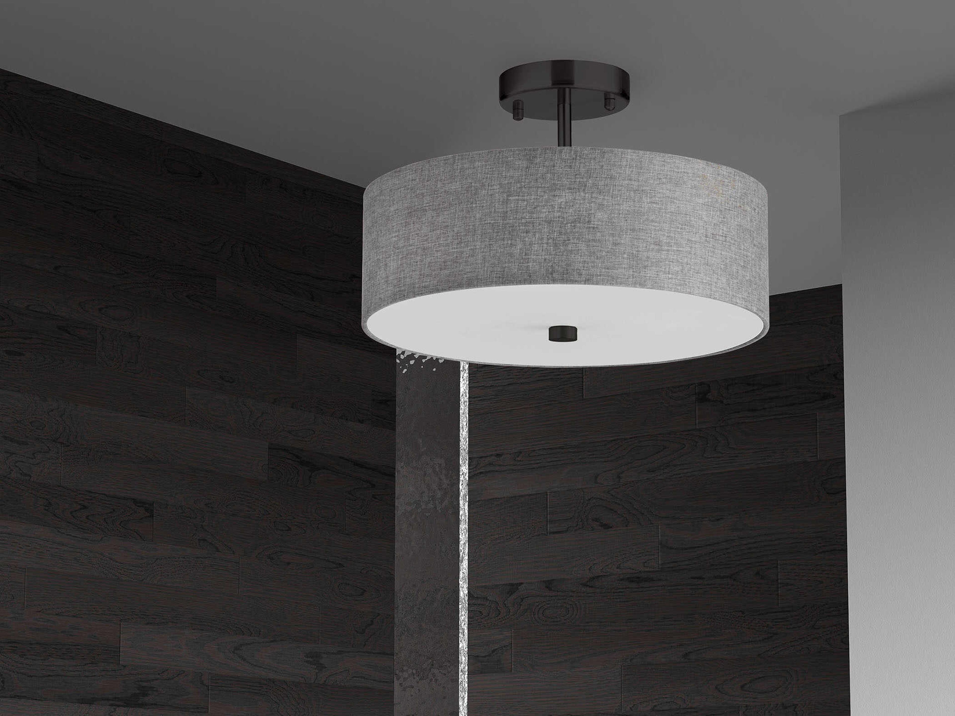 Dainolite Everly 3-Light Grey Matte Black Drum Semi Flush Mount