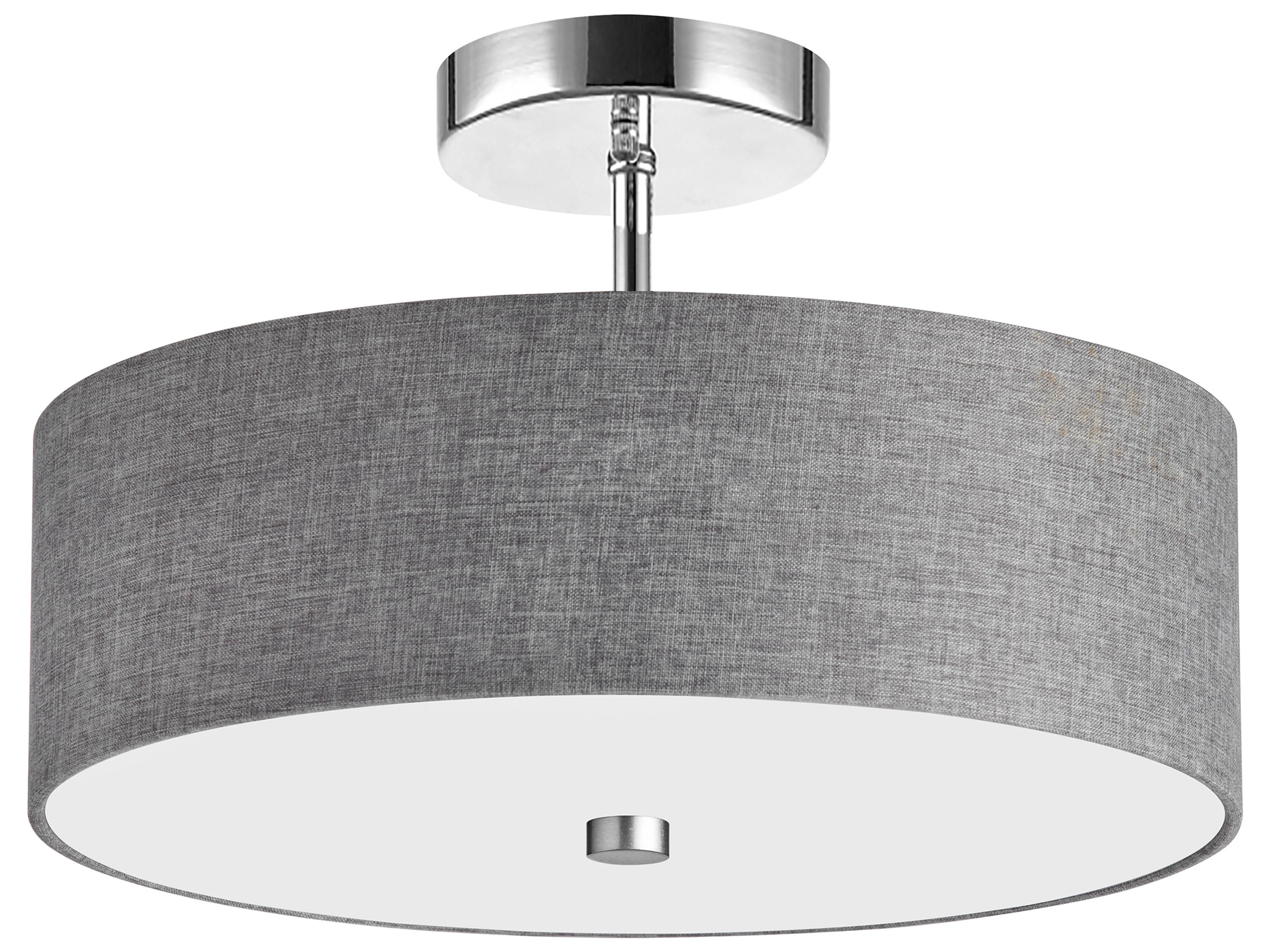 Everly 3-Light Grey Polished Chrome Drum Semi Flush Mount