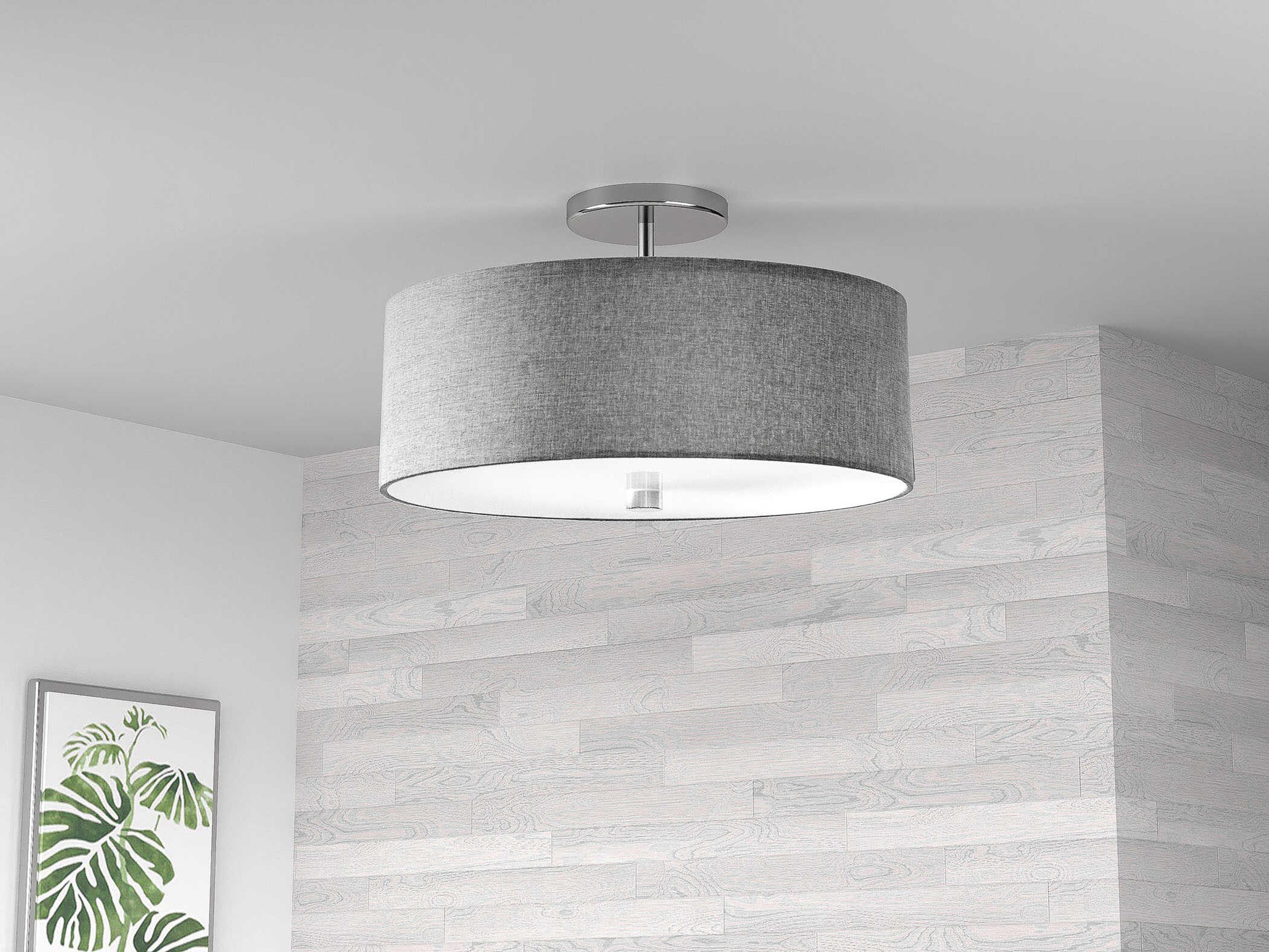 Dainolite Everly 3-Light Grey Polished Chrome Drum Semi Flush Mount