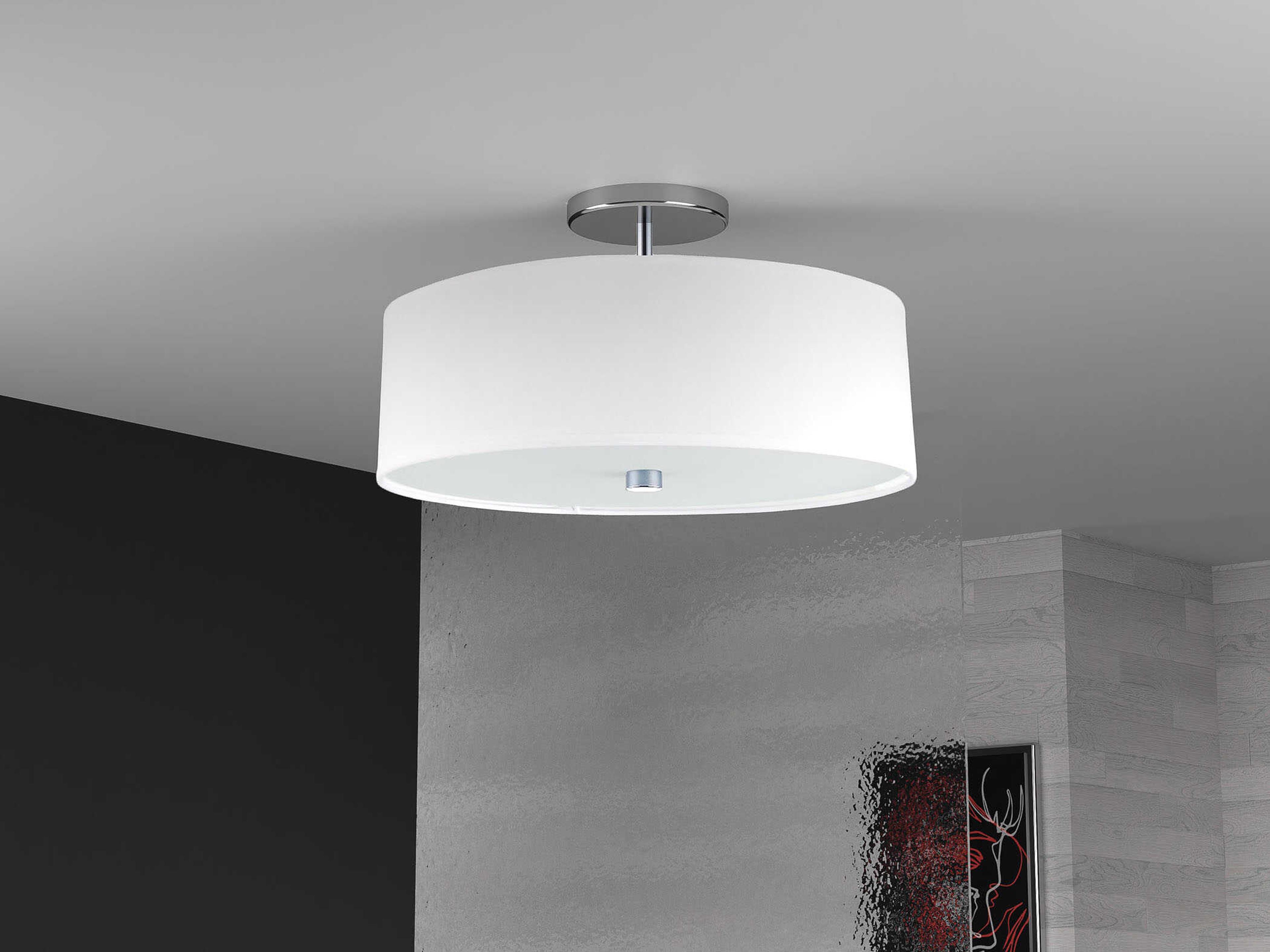 Dainolite Everly 3-Light Polished Chrome White Drum Semi Flush Mount