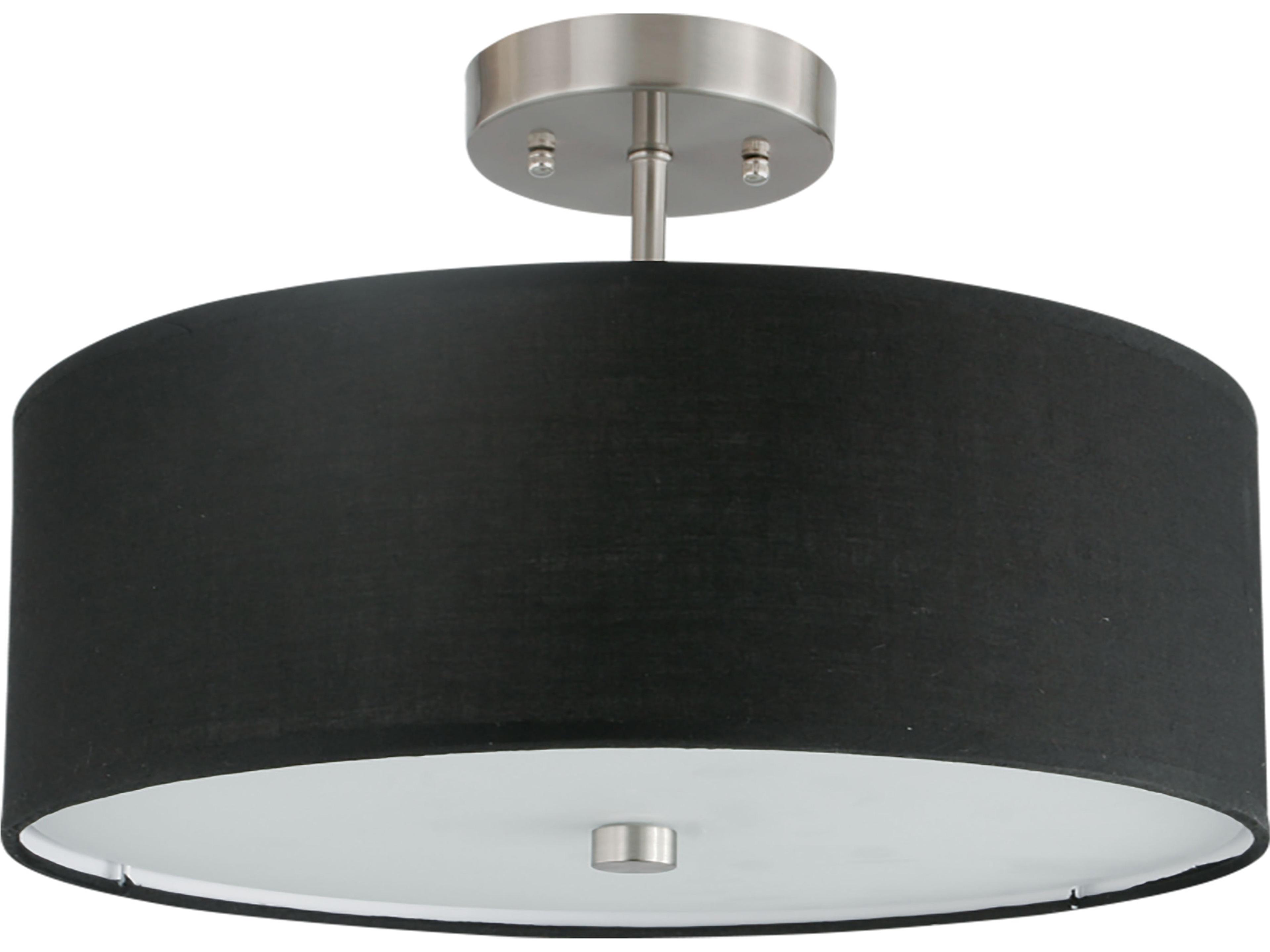 Everly 3-Light Black Satin Chrome Drum Semi Flush Mount