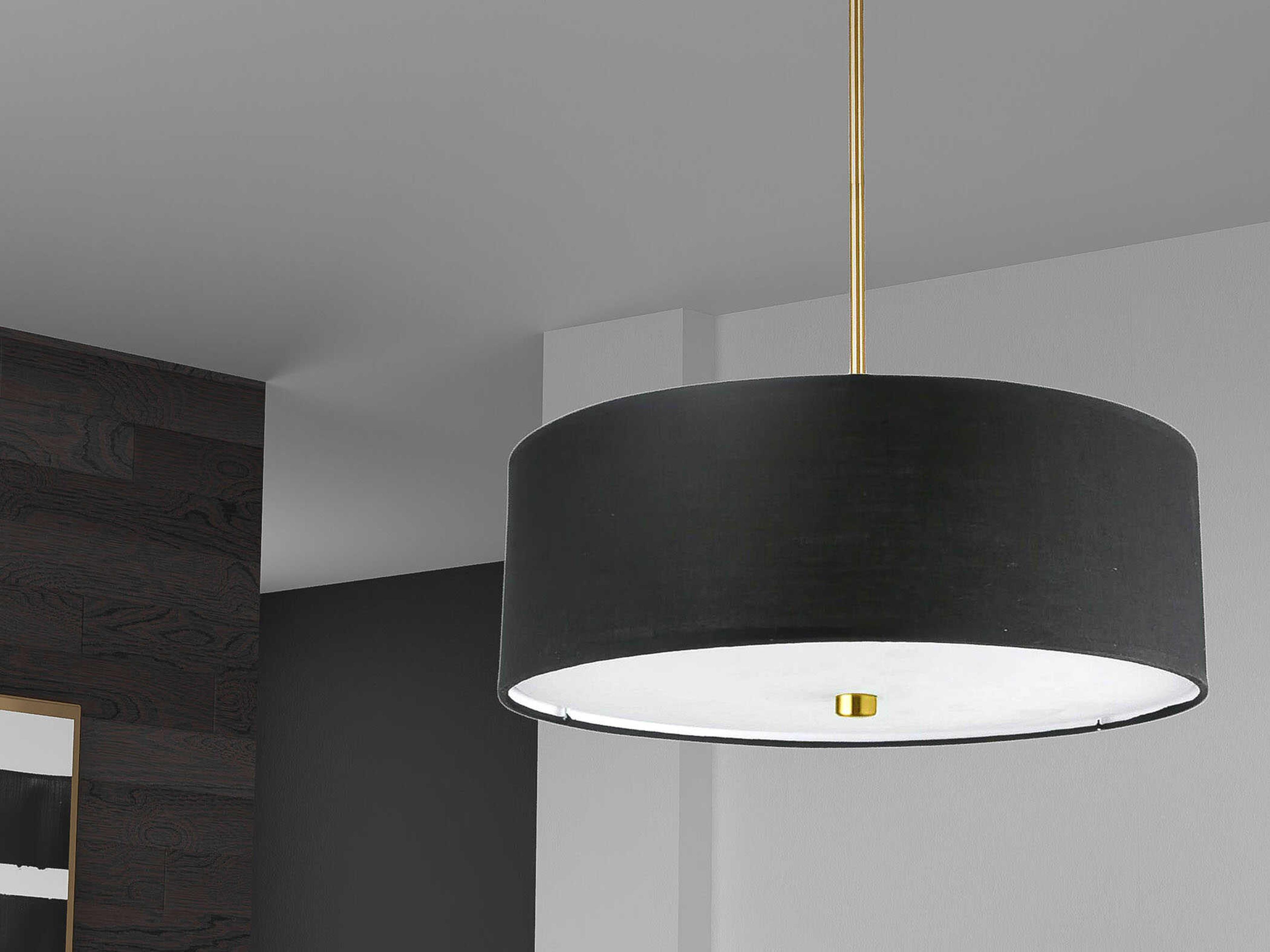 Dainolite Everly 4-Light Black Aged Brass Drum Pendant