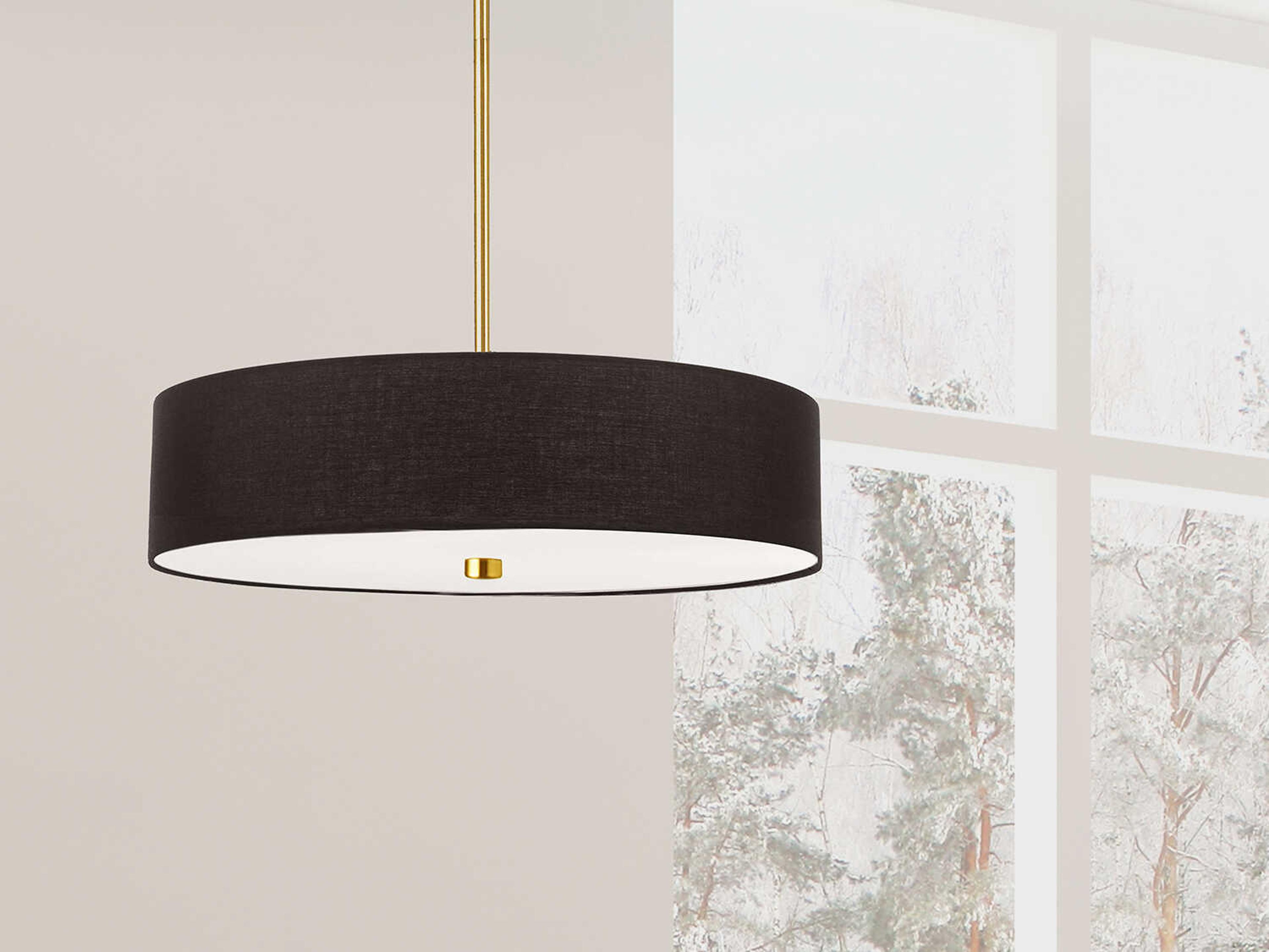 Dainolite Everly 4-Light Black Aged Brass Drum Pendant