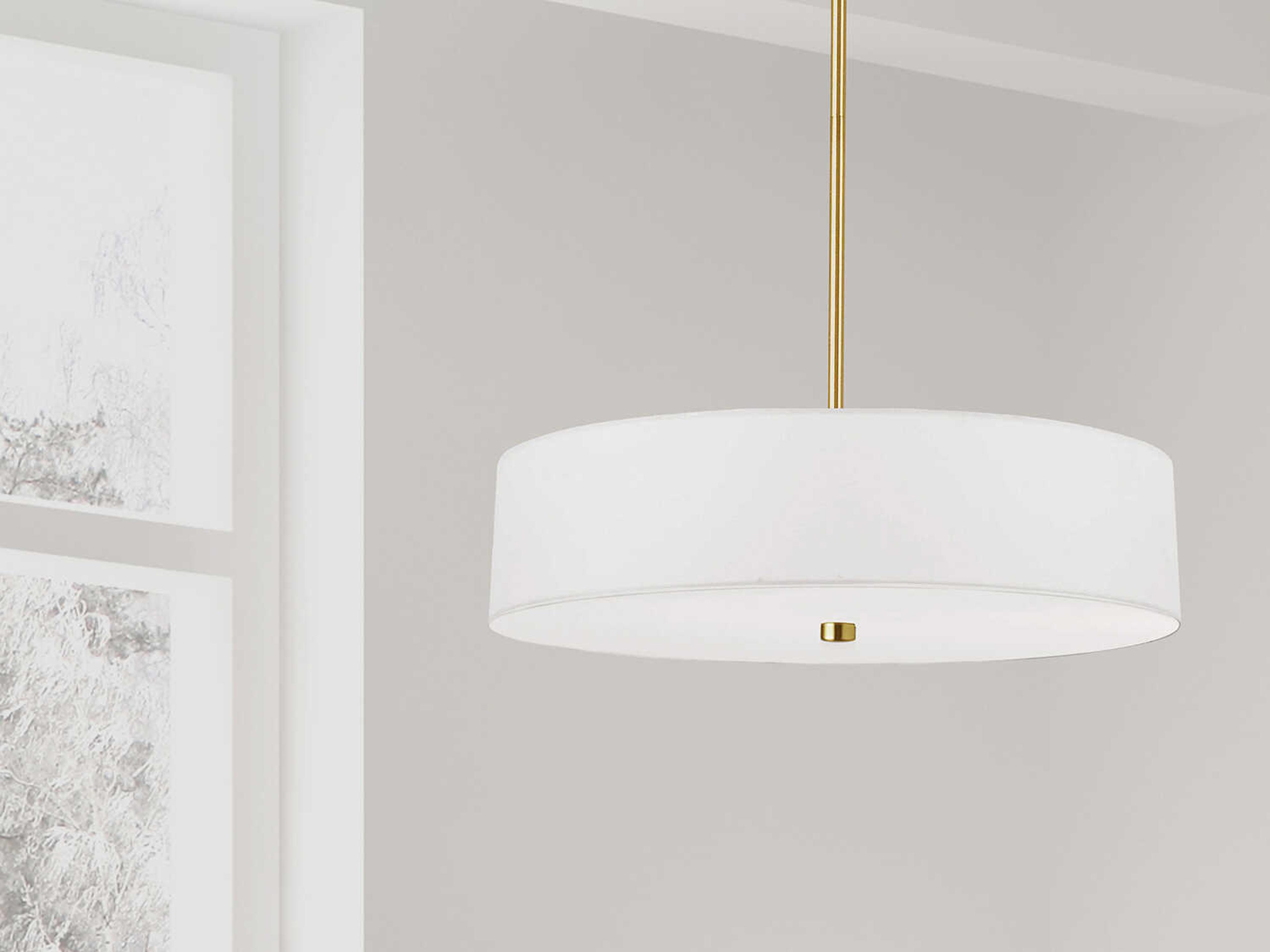 Dainolite Everly 4-Light White Aged Brass Drum Pendant