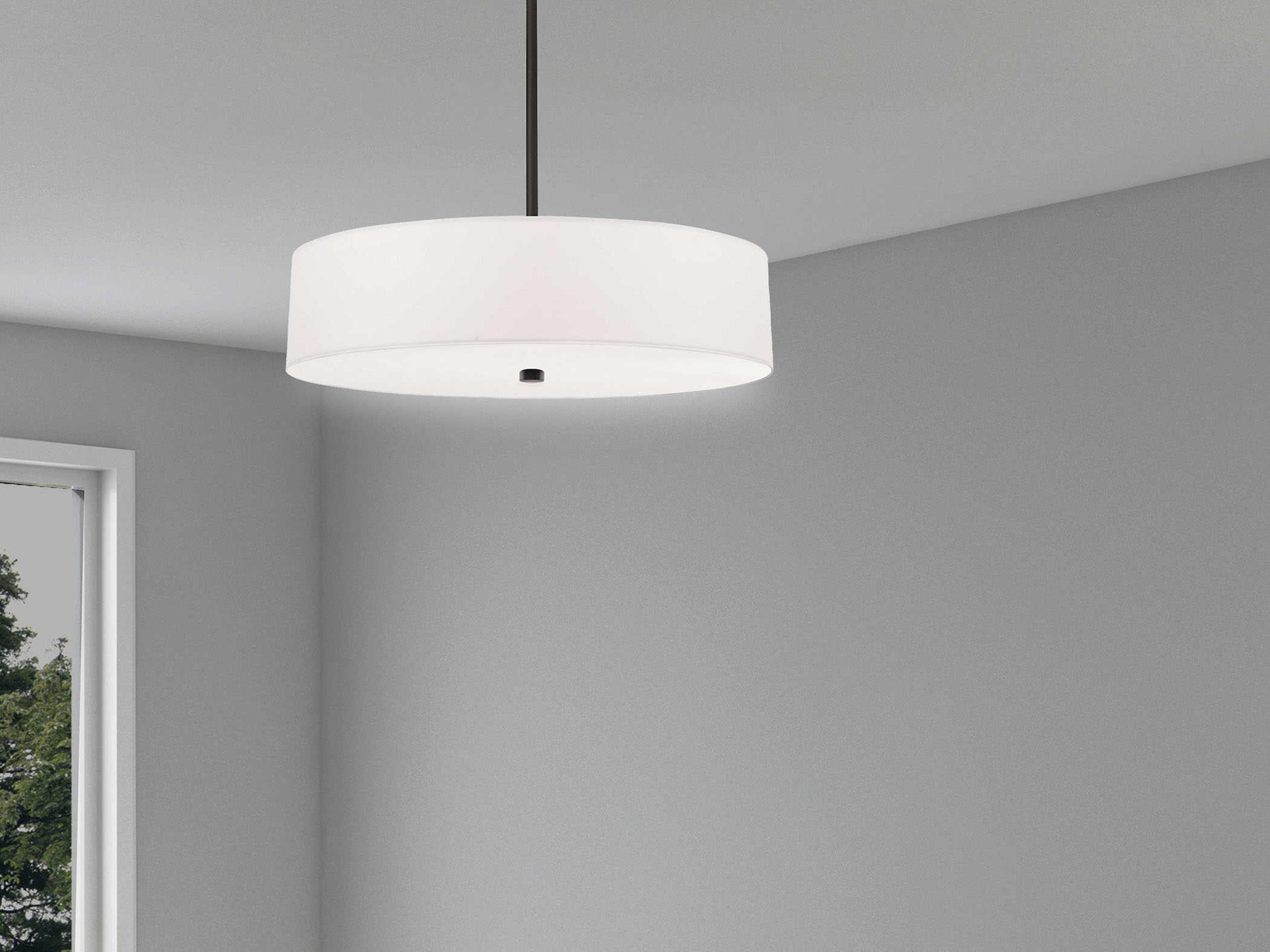 Dainolite Everly 4-Light Matte Black White Drum Pendant