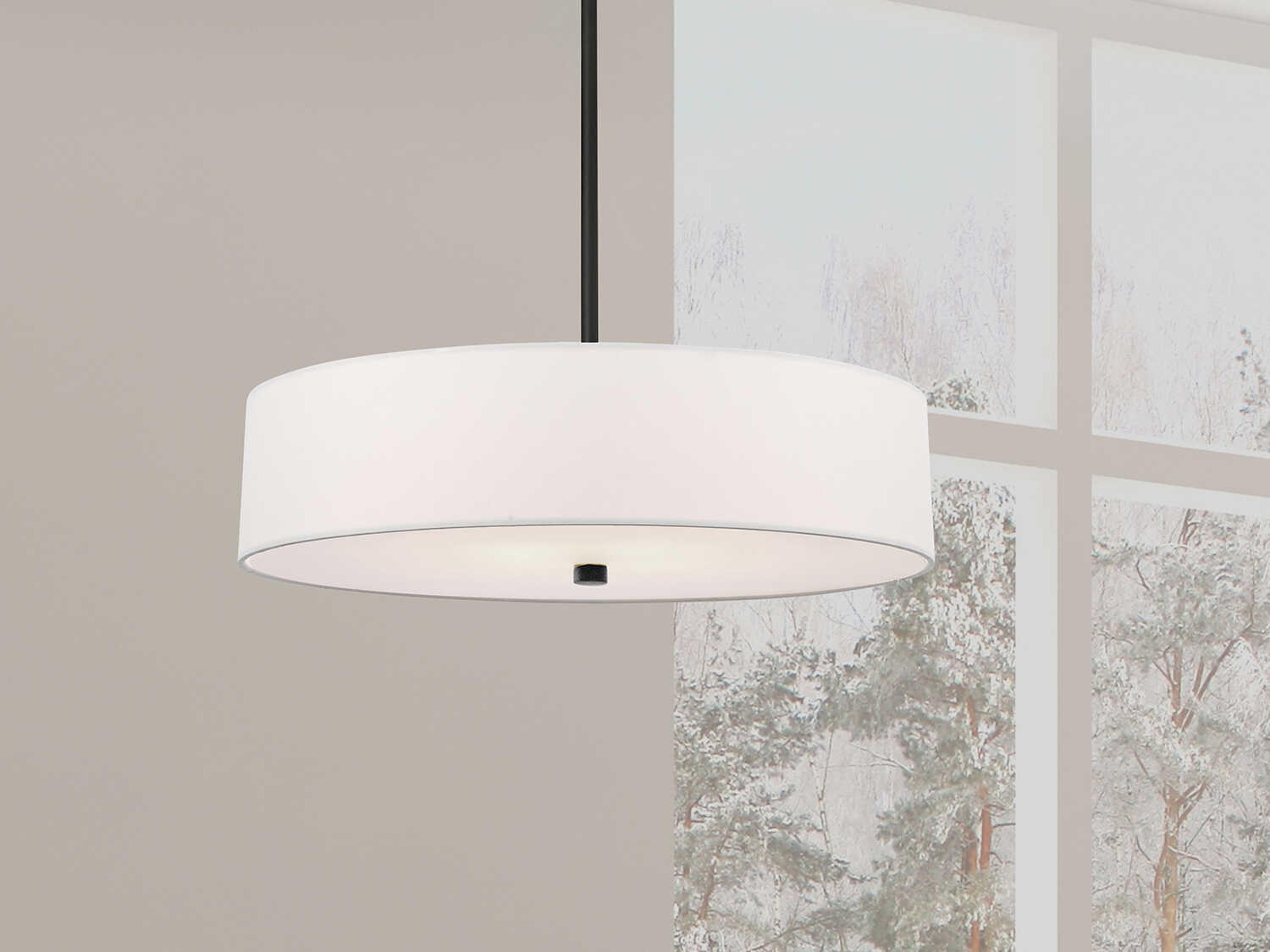 Dainolite Everly 4-Light Matte Black White Drum Pendant