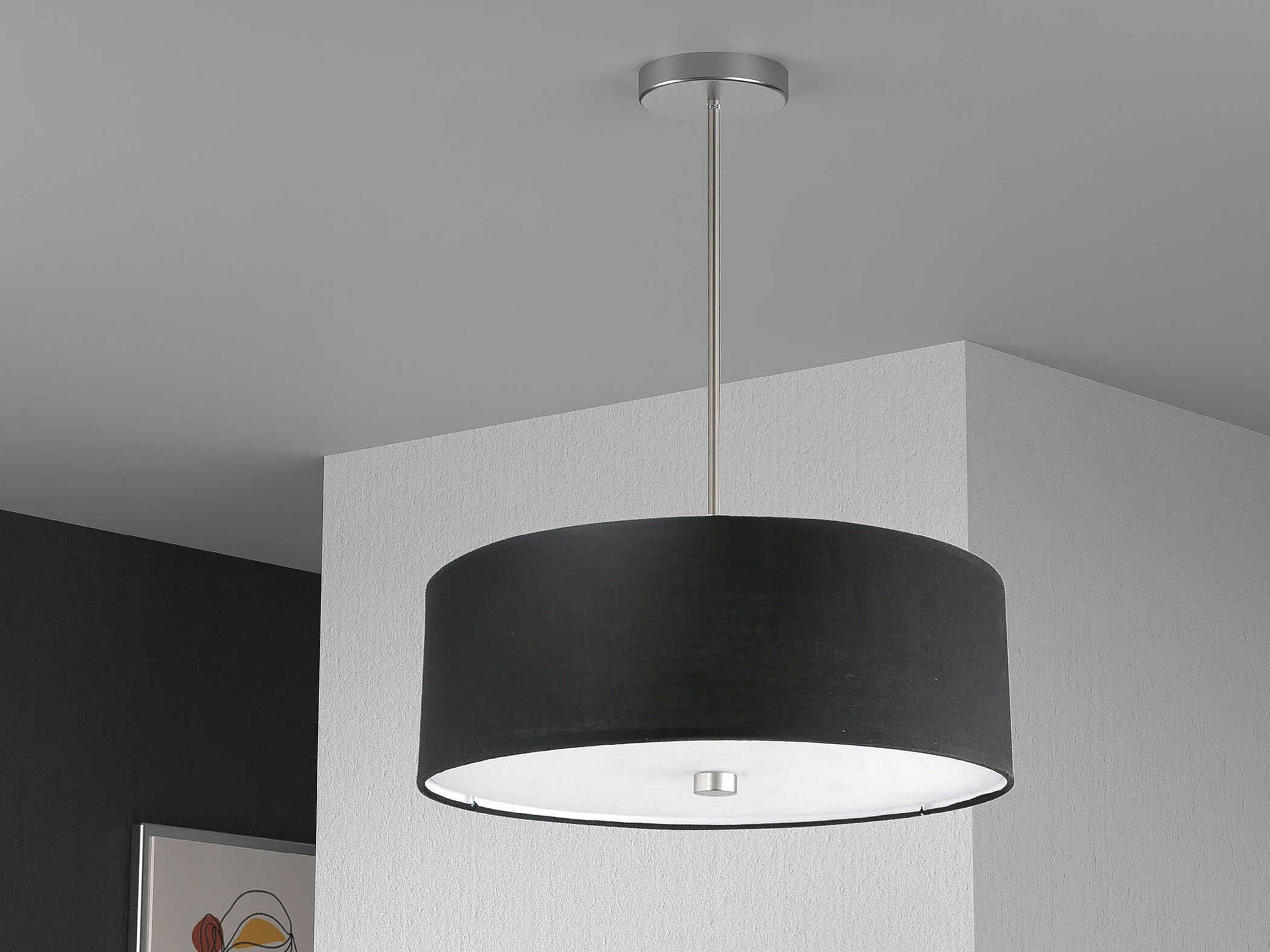 Dainolite Everly 4-Light Black Satin Chrome Drum Pendant