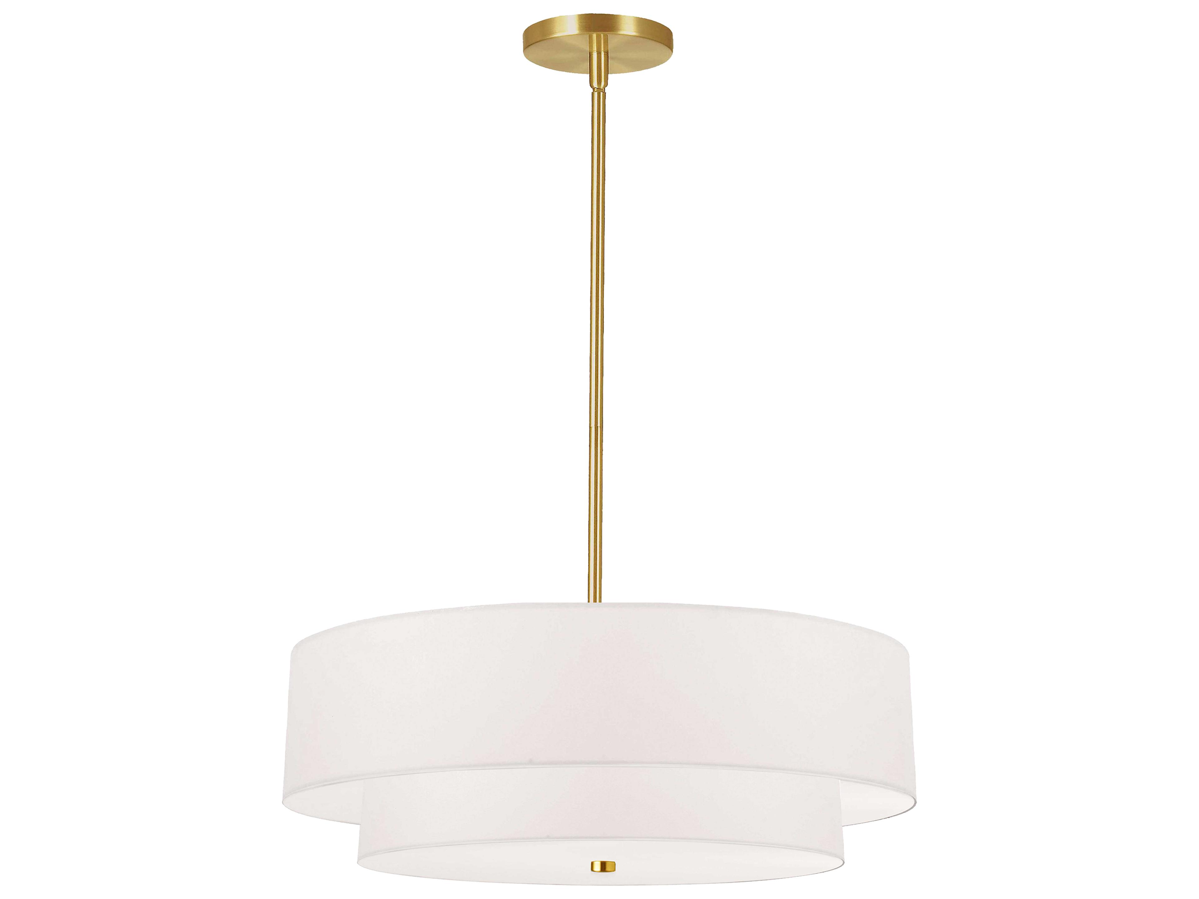 Everly 4-Light Aged Brass White Drum Tiered Pendant
