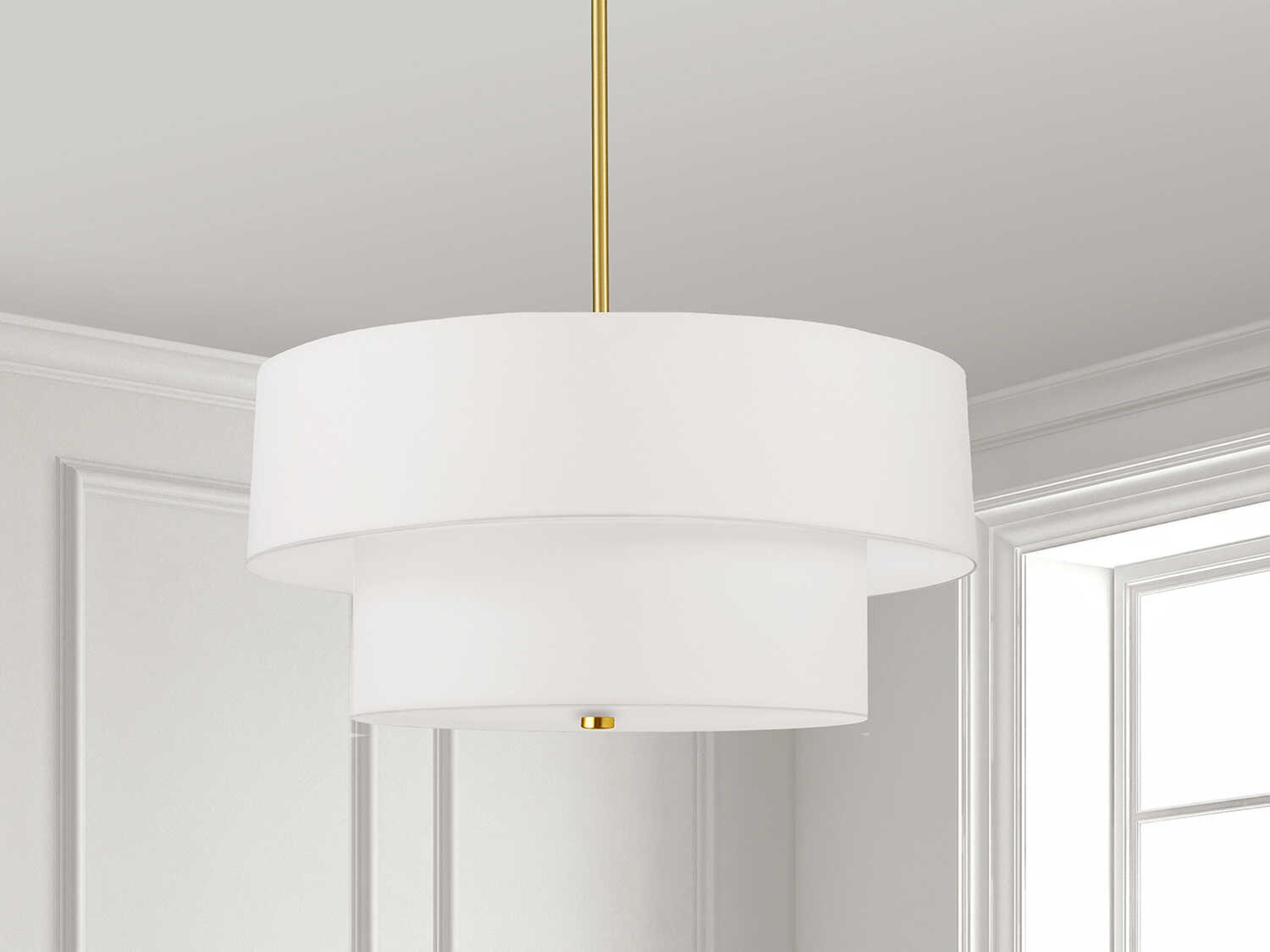 Dainolite Everly 4-Light Aged Brass White Drum Tiered Pendant