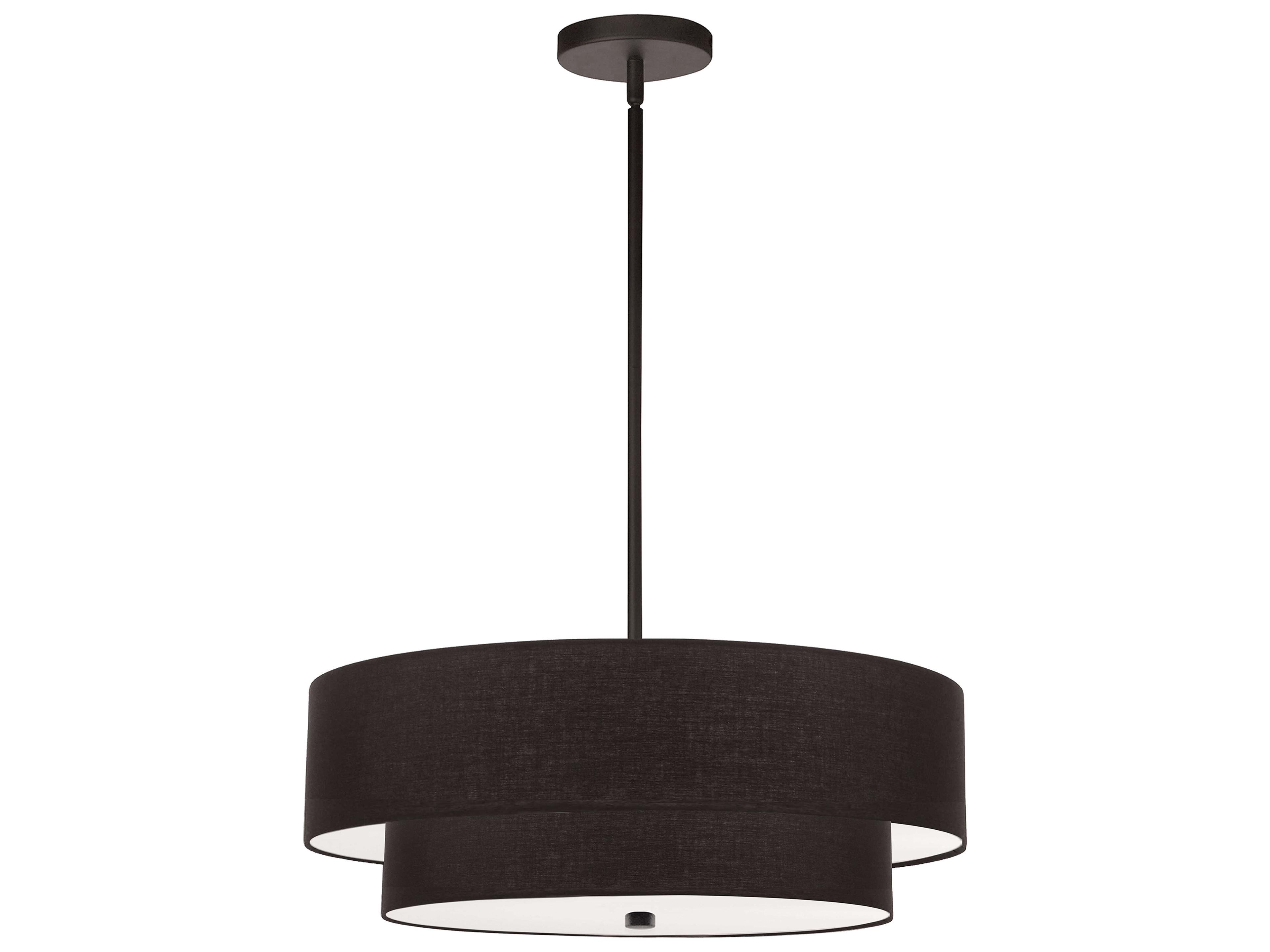 Everly 4-Light Matte Black Drum Tiered Pendant