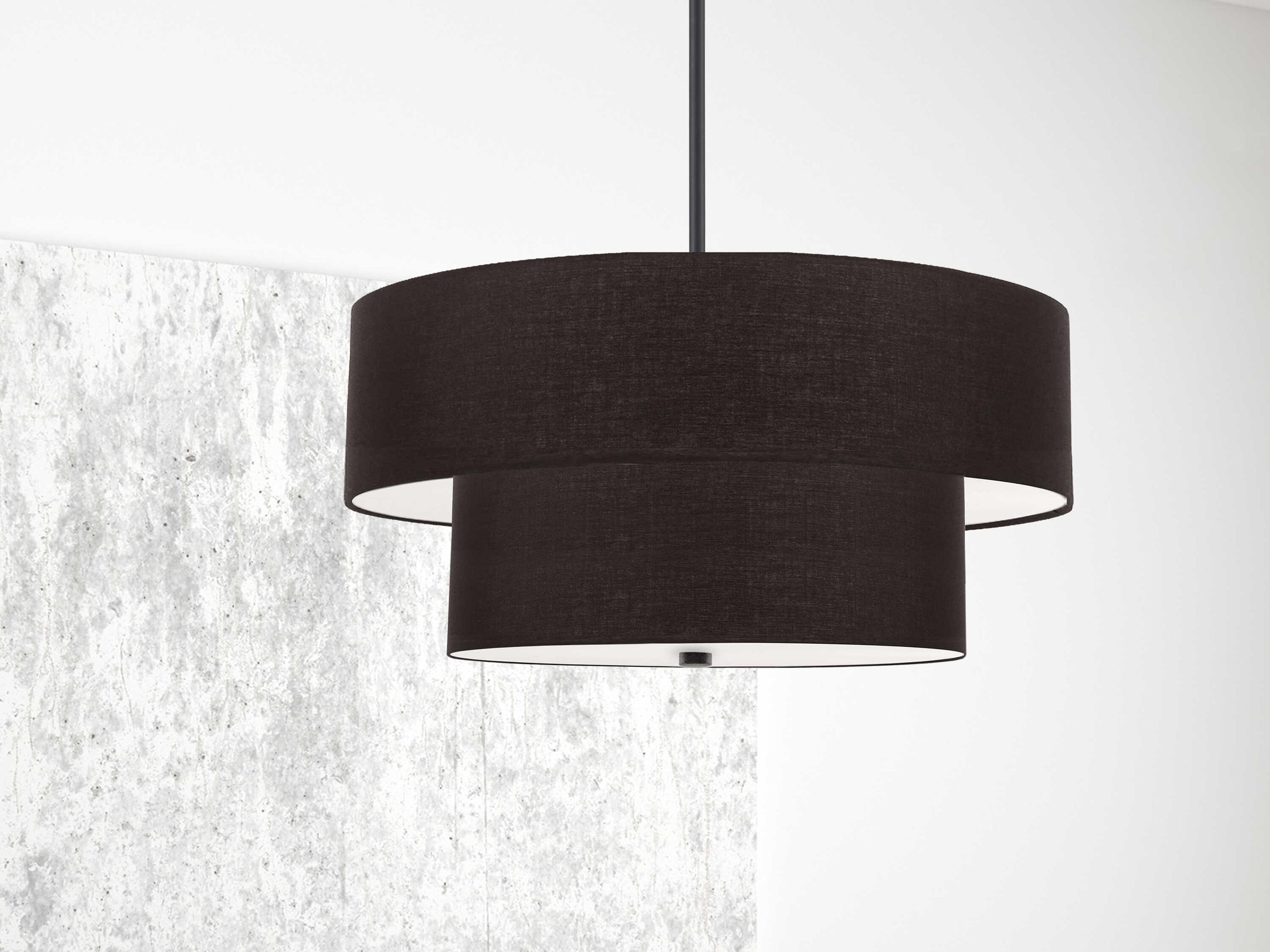 Dainolite Everly 4-Light Matte Black Drum Tiered Pendant