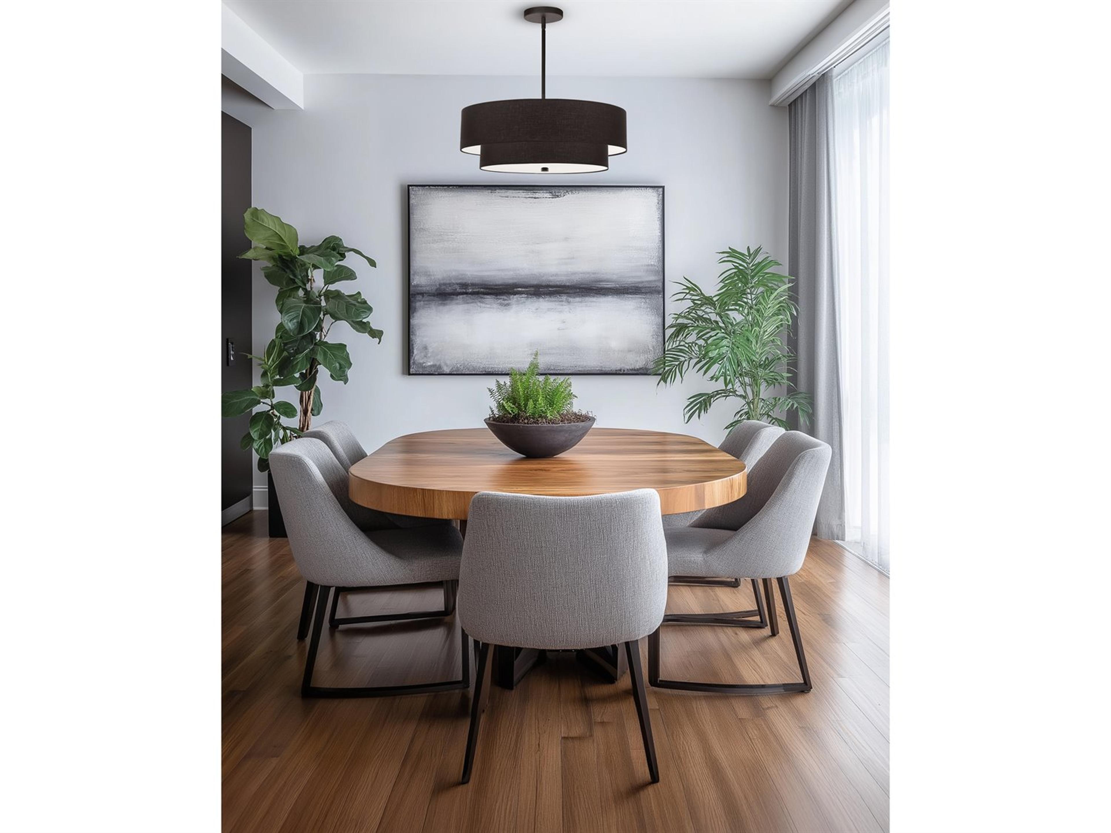 Dainolite Everly 4-Light Matte Black Drum Tiered Pendant