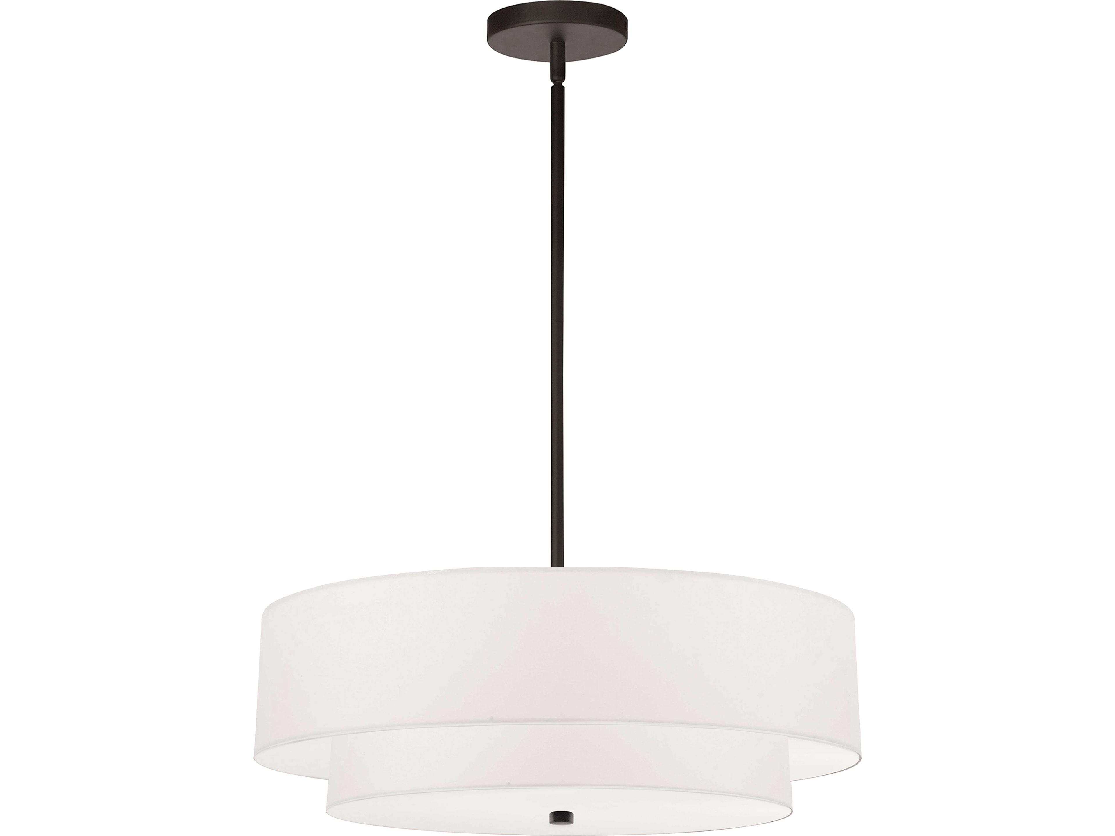 Dainolite Everly 4-Light Matte Black White Drum Tiered Pendant