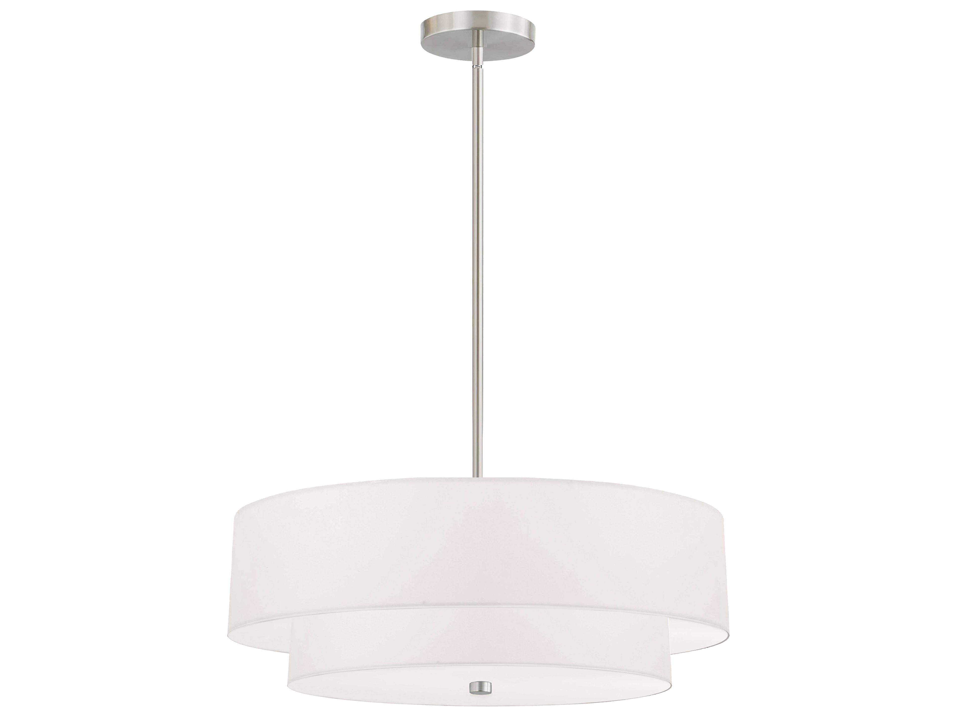 Everly 4-Light Satin Chrome White Drum Tiered Pendant