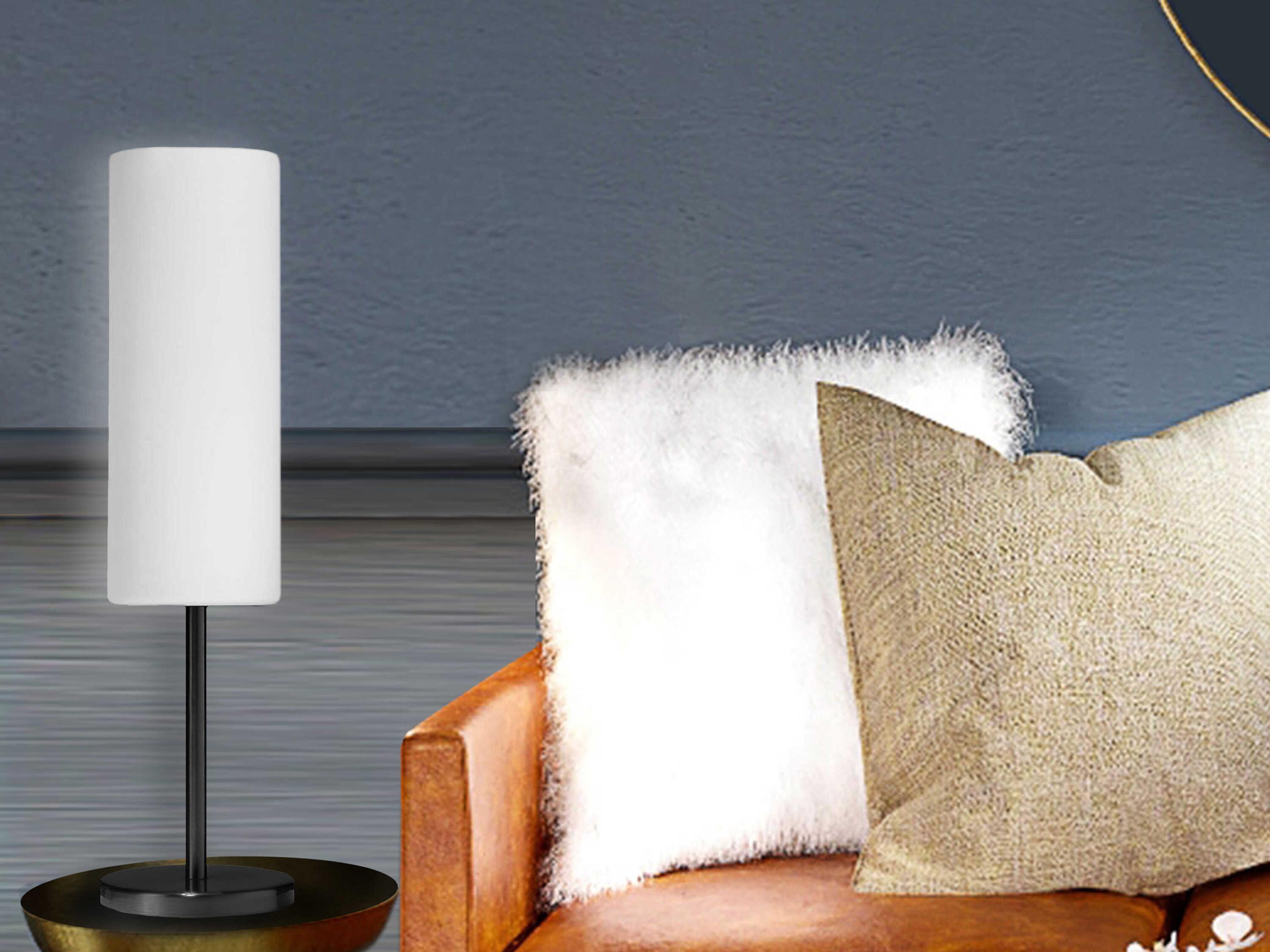 Dainolite Paza Matte Black White Glass Table Lamp