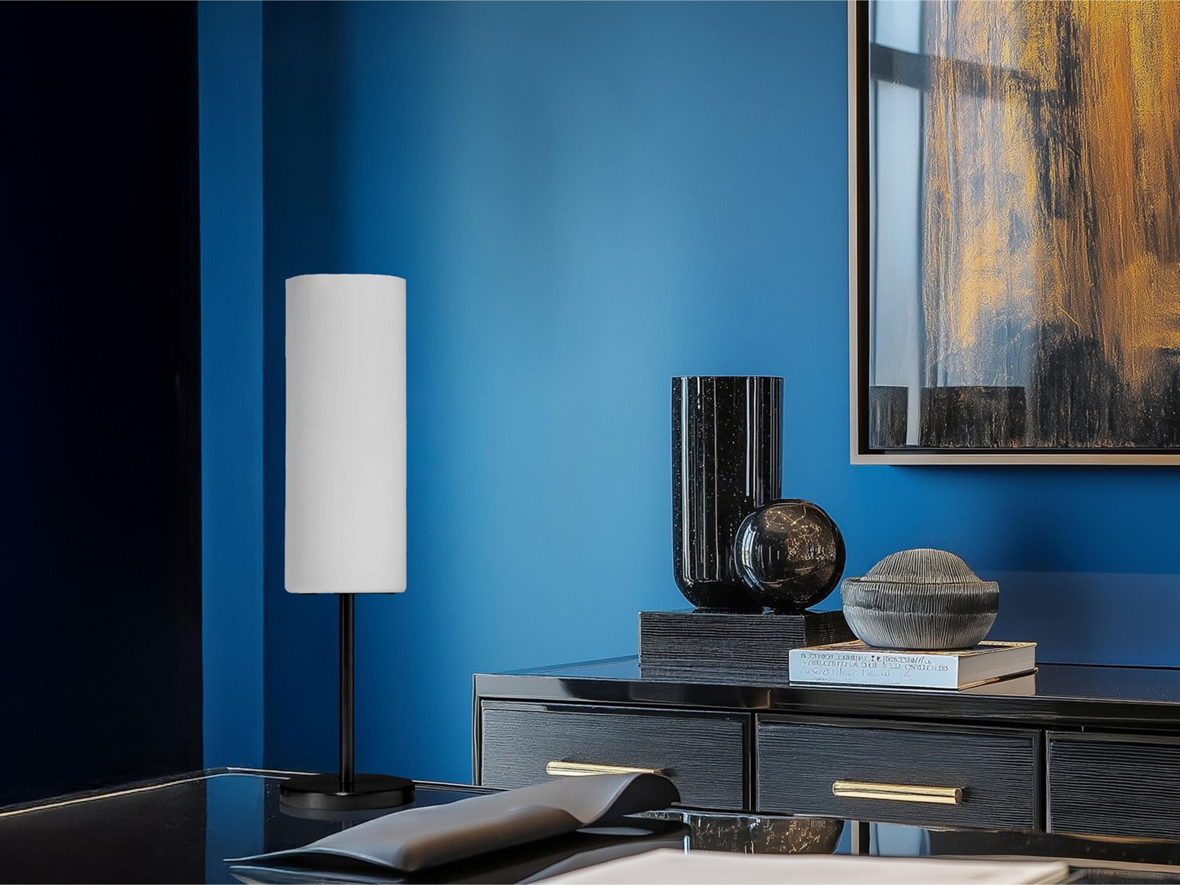 Dainolite Paza Matte Black White Glass Table Lamp