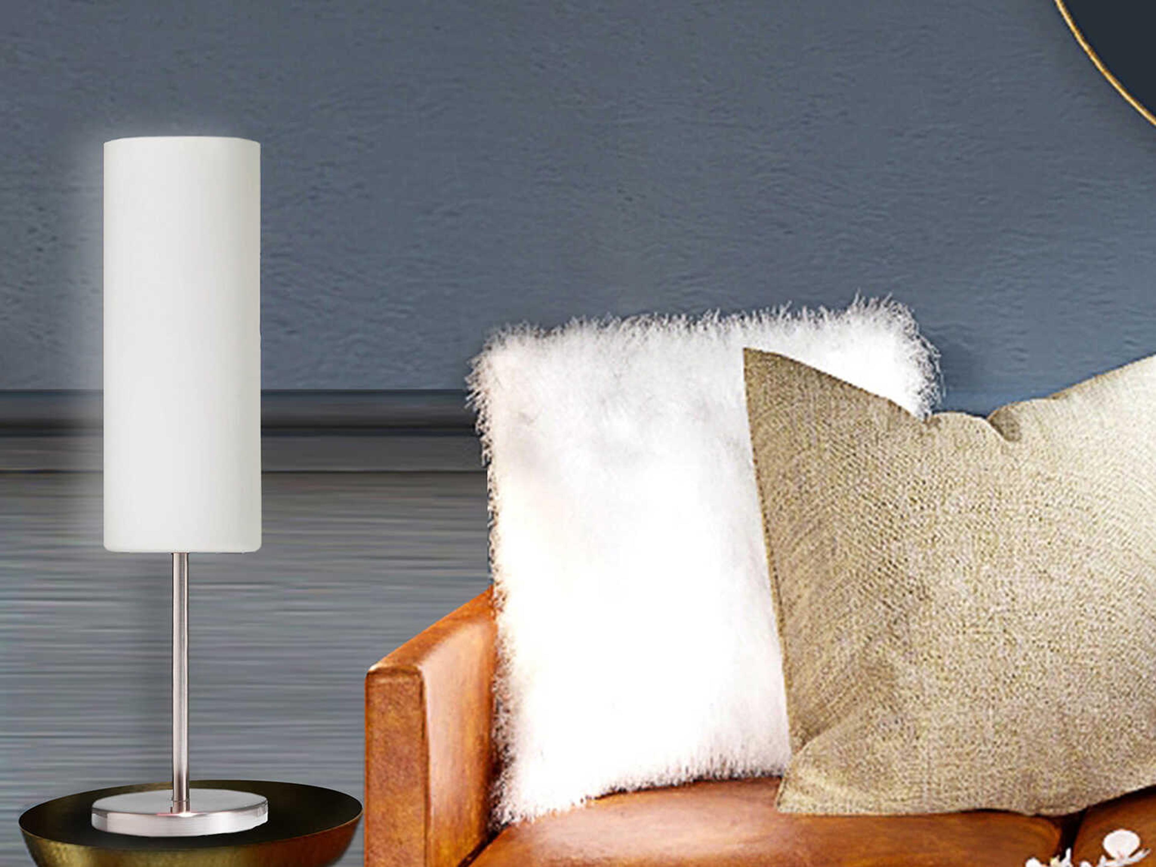 Dainolite Paza Satin Chrome White Glass Table Lamp