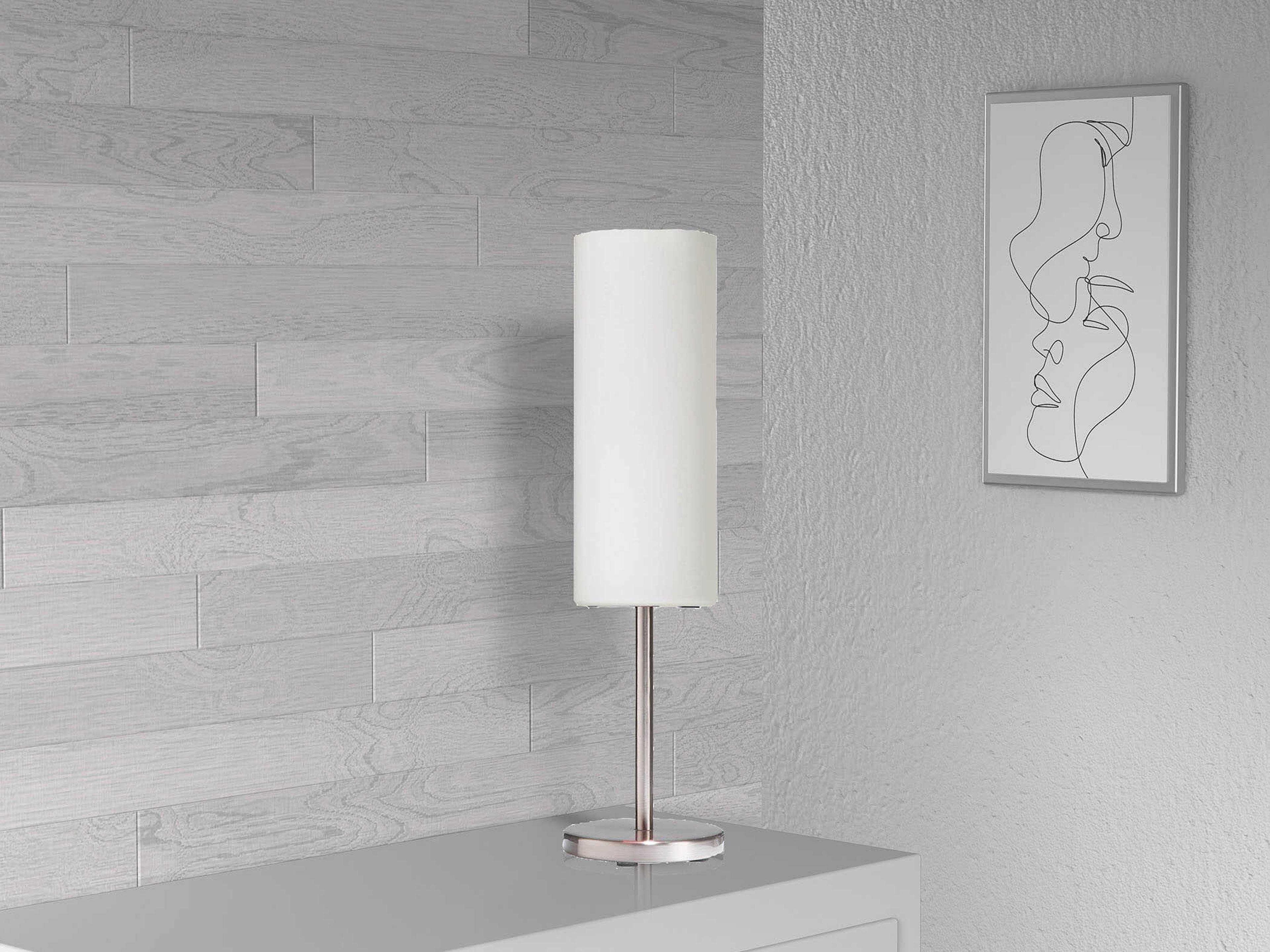 Dainolite Paza Satin Chrome White Glass Table Lamp