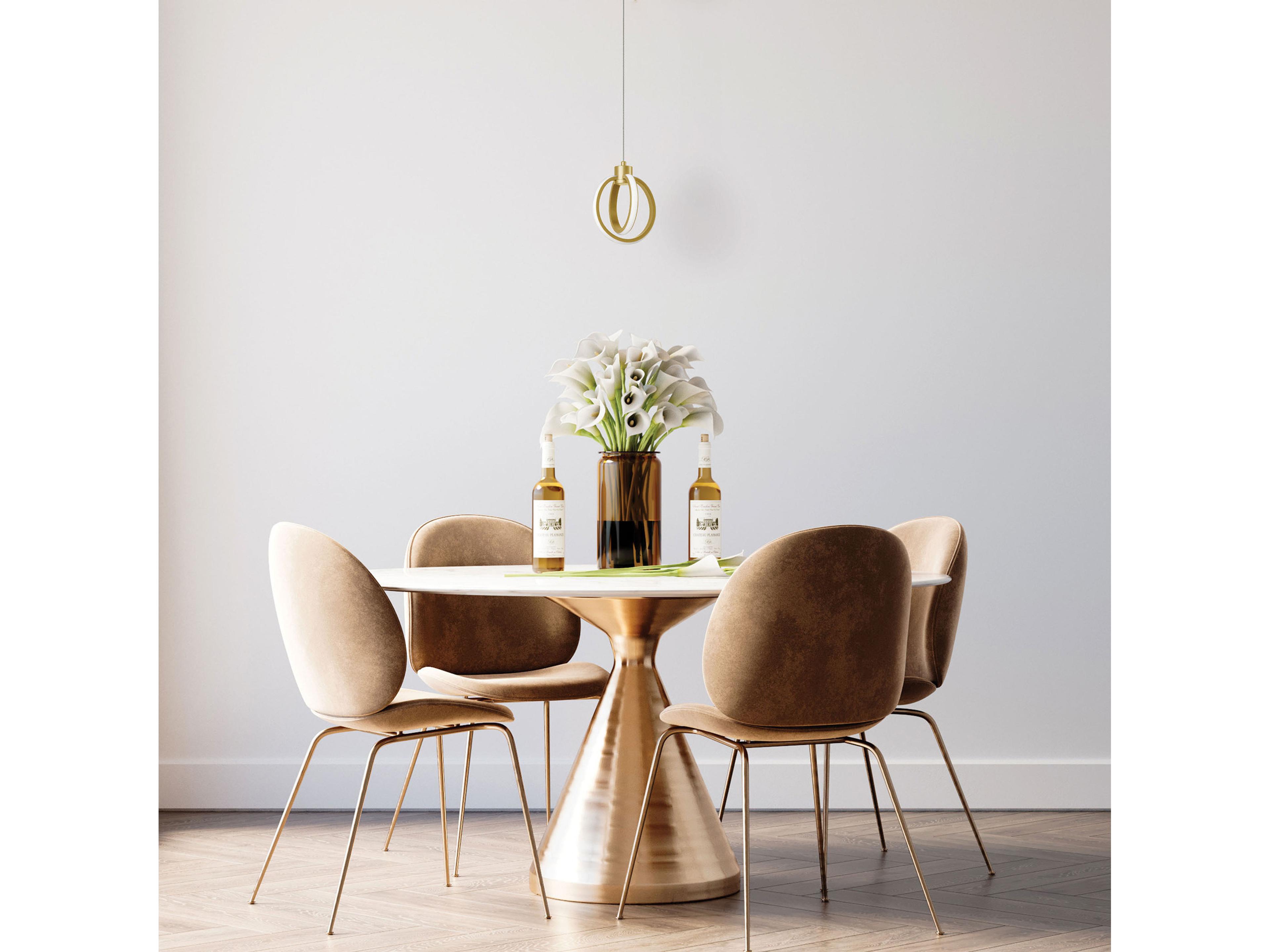 Dainolite Parson 1-Light Aged Brass White Round Mini Pendant